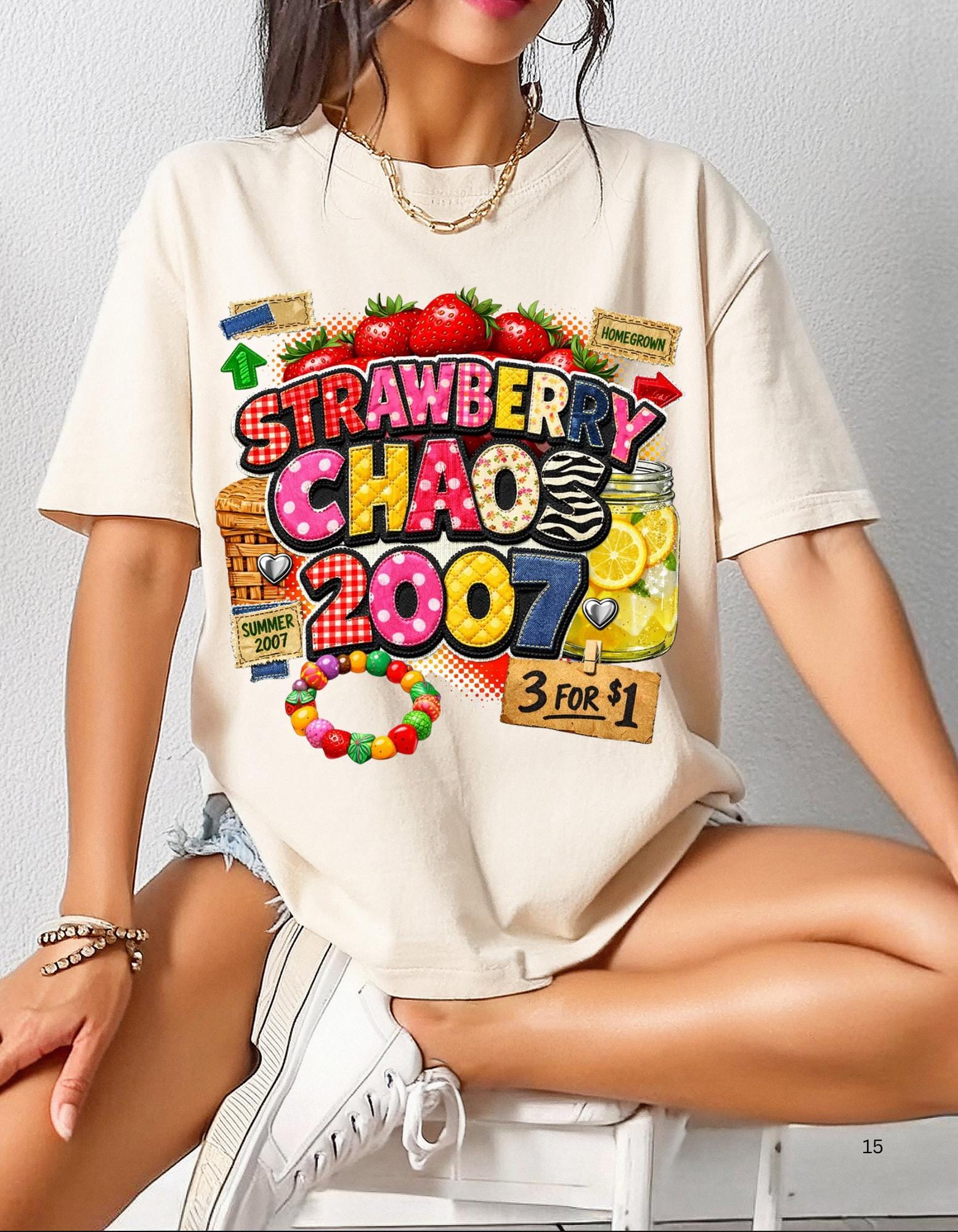 Strawberry Chaos 2007 T-Shirt | Retro Candy Market Graphic Vintage Tee Summer Festival Fashion