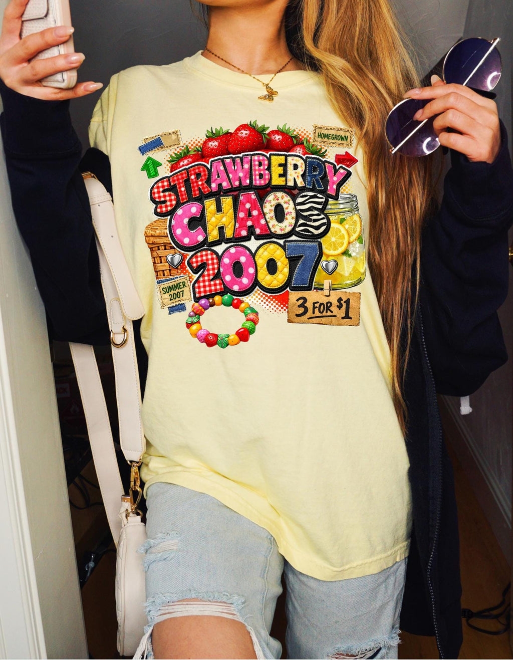 Strawberry Chaos 2007 T-Shirt | Retro Candy Market Graphic Vintage Tee Summer Festival Fashion