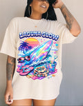 Laguna Glow surfboard sunset graphic T-Shirt | neon beach vibes