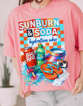 Sunburn & Soda Graphic T-Shirt | Retro Beach Hydration Design Unisex Summer Tee