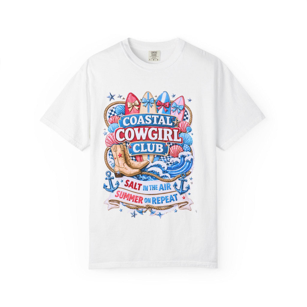 Coastal Cowgirl Club T-Shirt | Salt Air Summer Vibes Beach Tee for Women Surfer Style