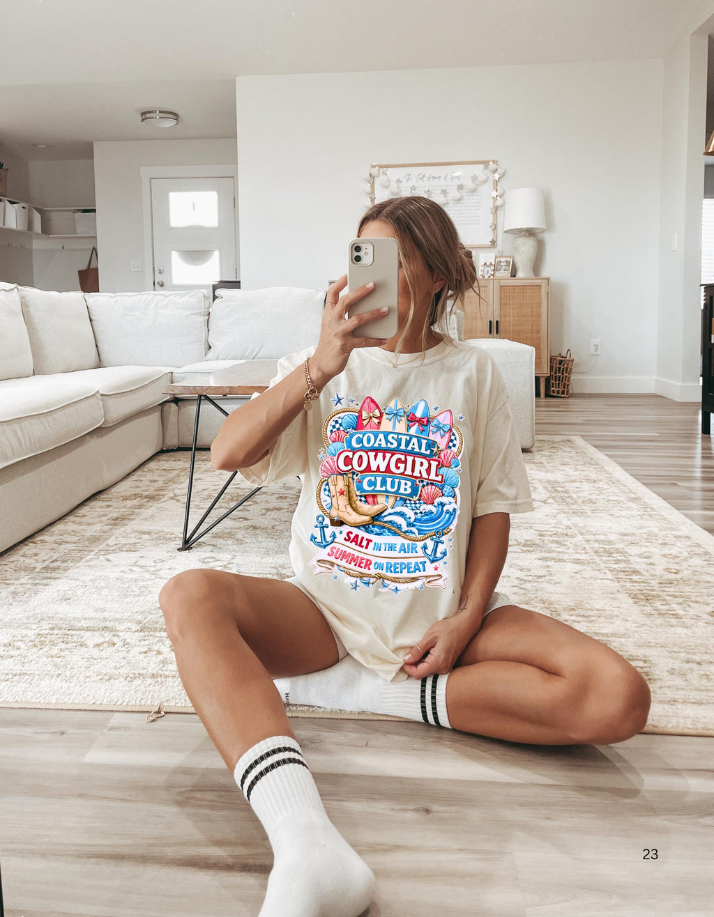 Coastal Cowgirl Club T-Shirt | Salt Air Summer Vibes Beach Tee for Women Surfer Style