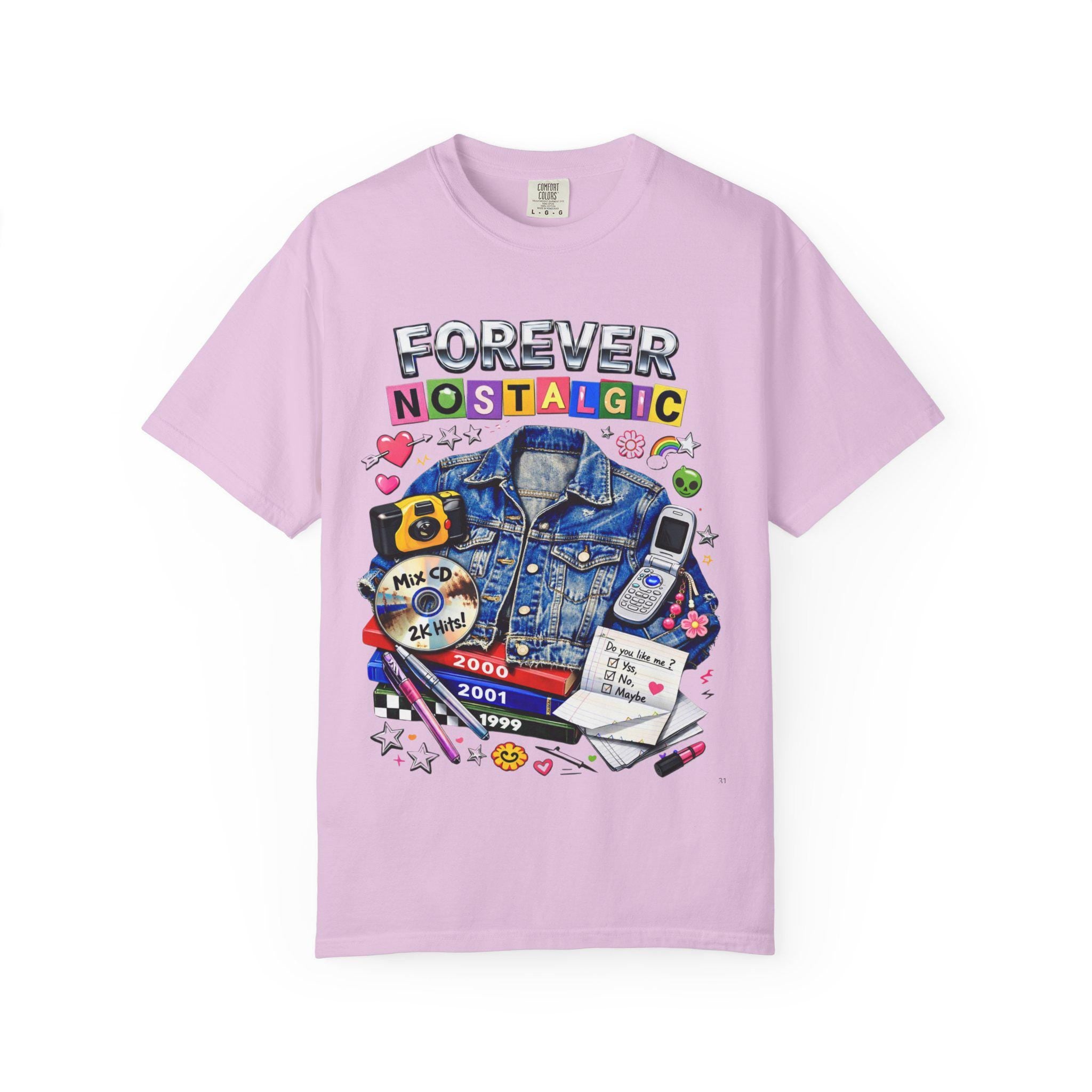Forever Nostalgic Denim Jacket Illustration T-Shirt | 90s Retro Collage