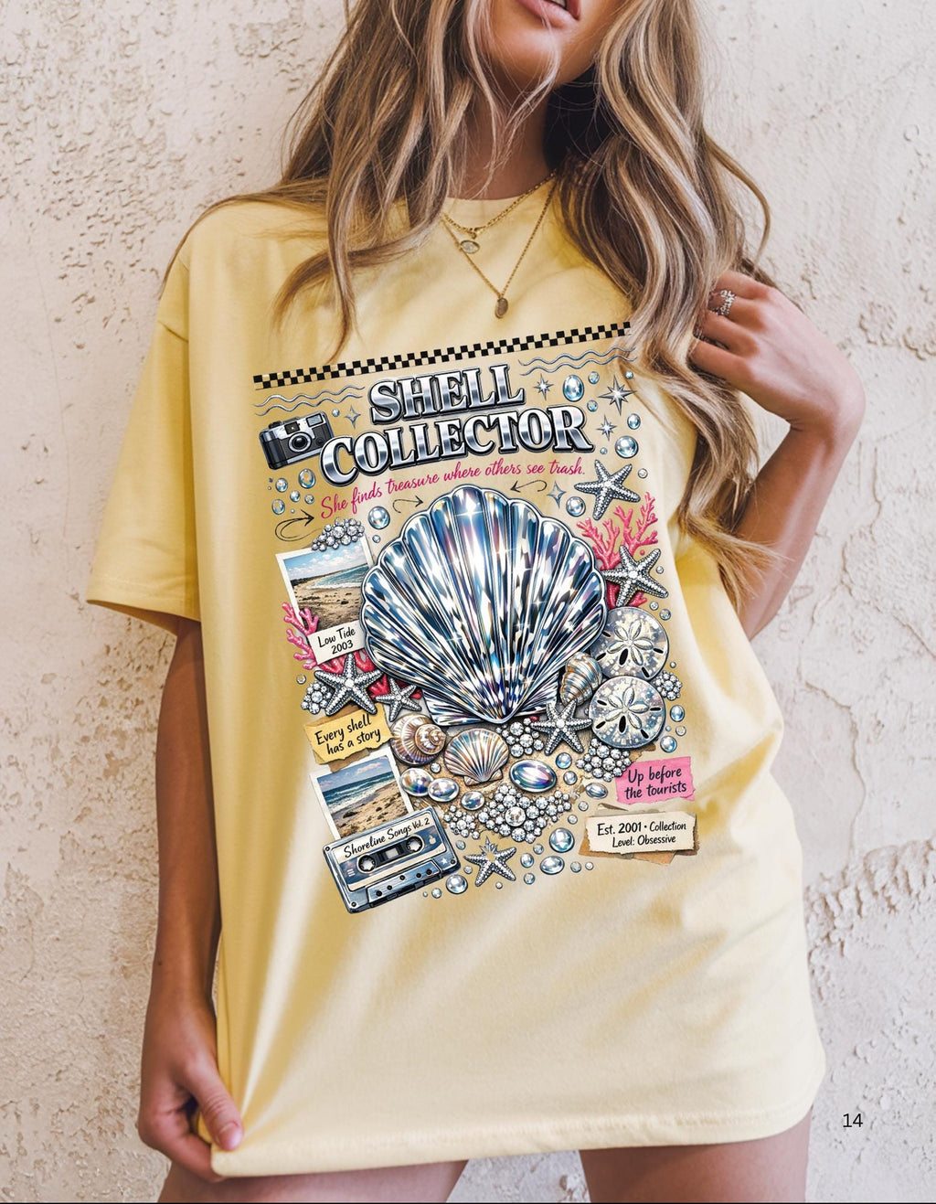Shell Collector T-Shirt: Beach Nautical Seashell Illustration Coastal Apparel Summer Tee