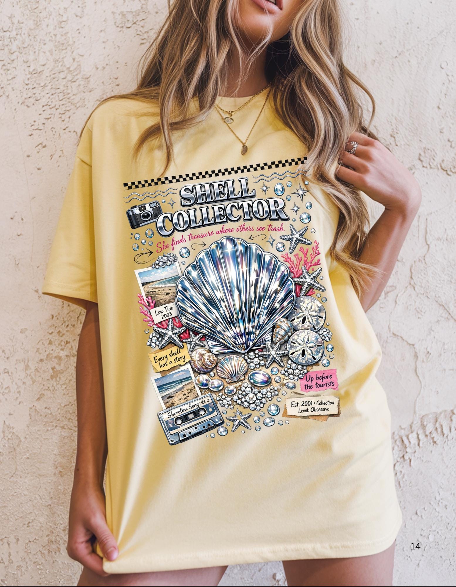 Shell Collector T-Shirt: Beach Nautical Seashell Illustration Coastal Apparel Summer Tee