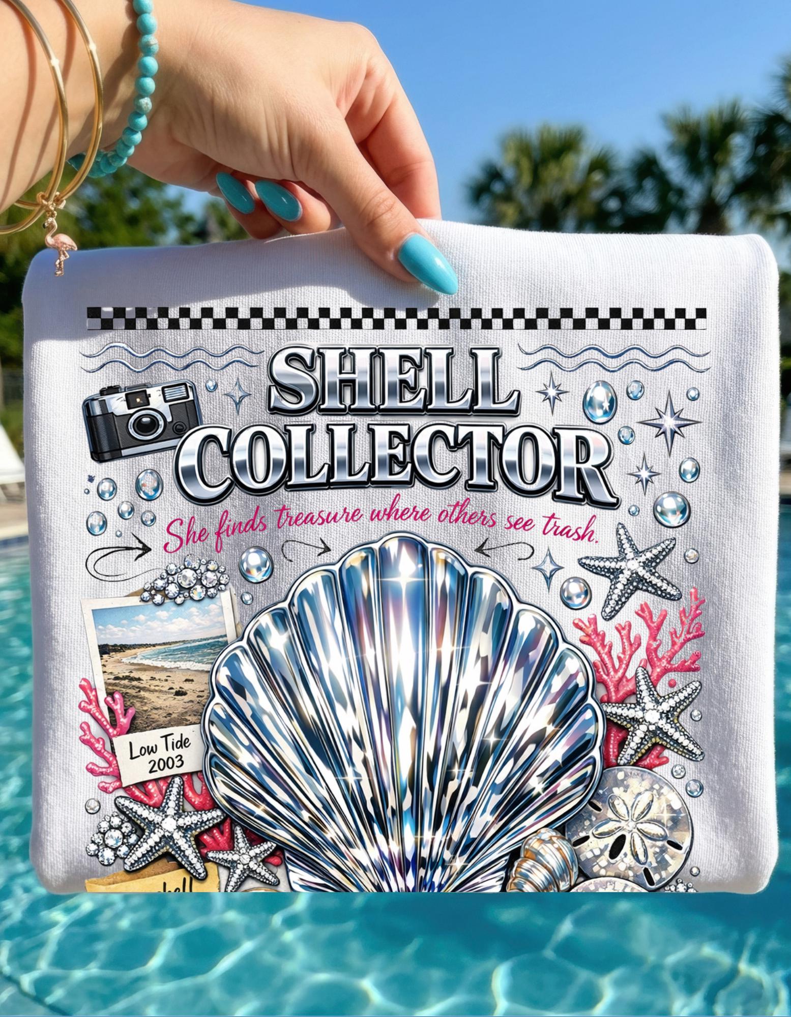 Shell Collector T-Shirt: Beach Nautical Seashell Illustration Coastal Apparel Summer Tee