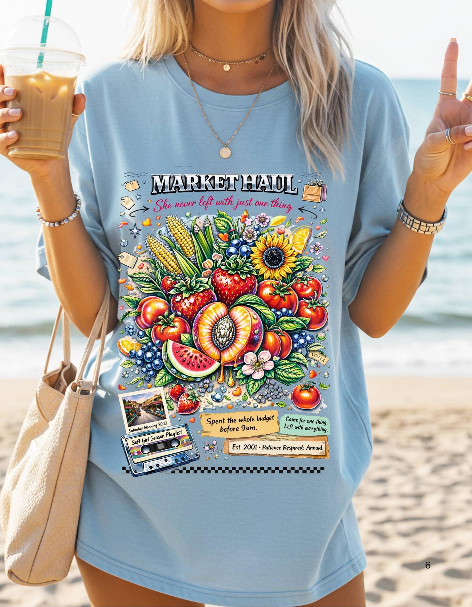 Farmers Market Produce Illustration T-Shirt | Vintage Fruit Veggie Graphic Tee Vegan Garden Lover Gift