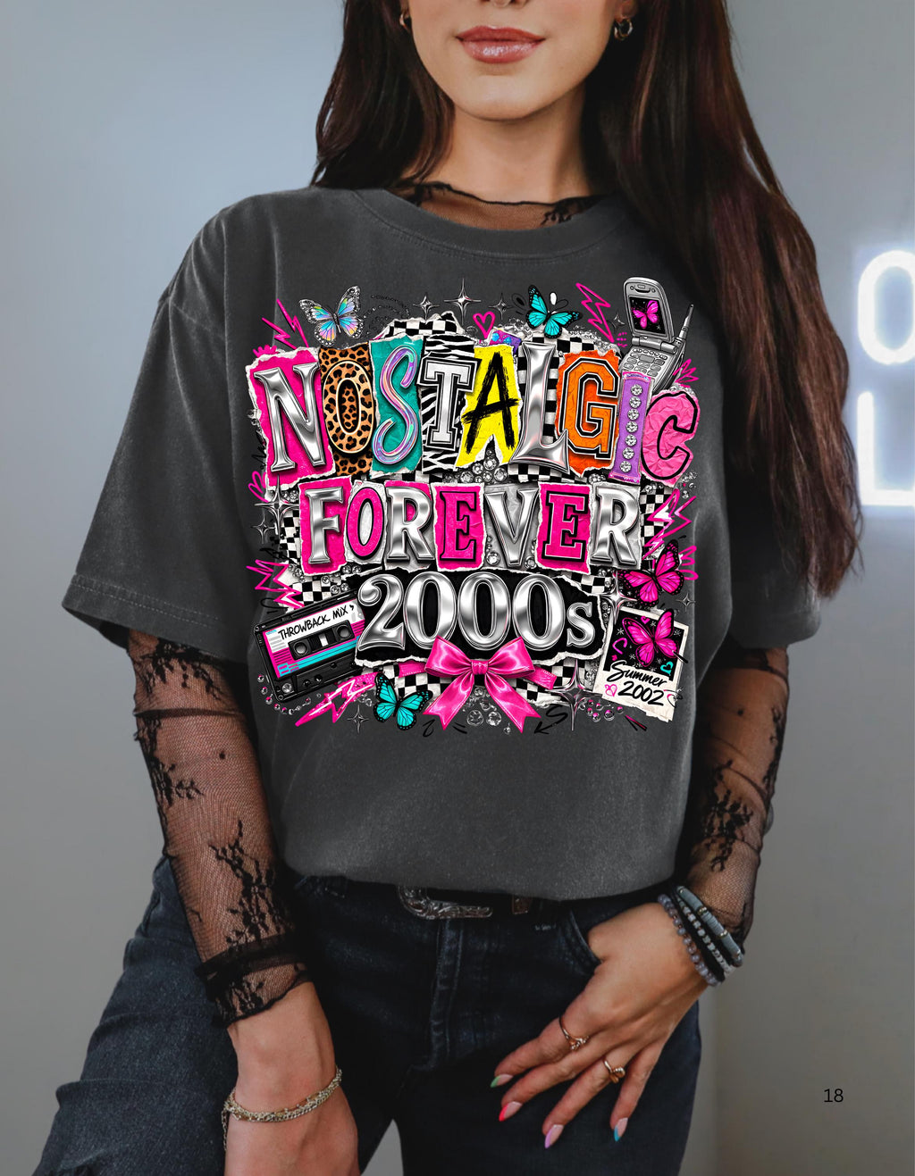 Y2K Nostalgic Graphic T-Shirt | 2000s Retro Cassette Phone Design Vintage Throwback Tee