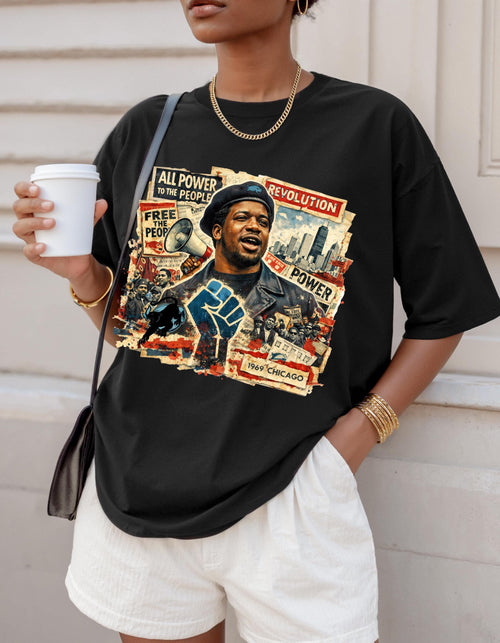 Black Power Fist Protest Collage T-Shirt | Chicago Revolution Artwork | Social Justice Activist Unisex Tee