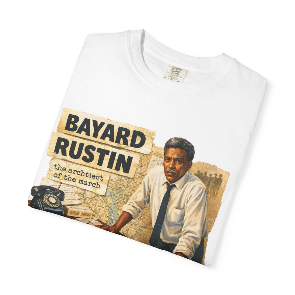 Bayard Rustin Civil Rights Leader illustration T-shirt | Vintage newspaper design