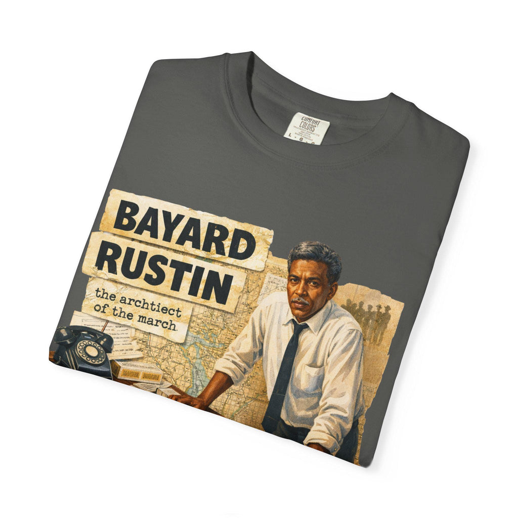 Bayard Rustin Civil Rights Leader illustration T-shirt | Vintage newspaper design