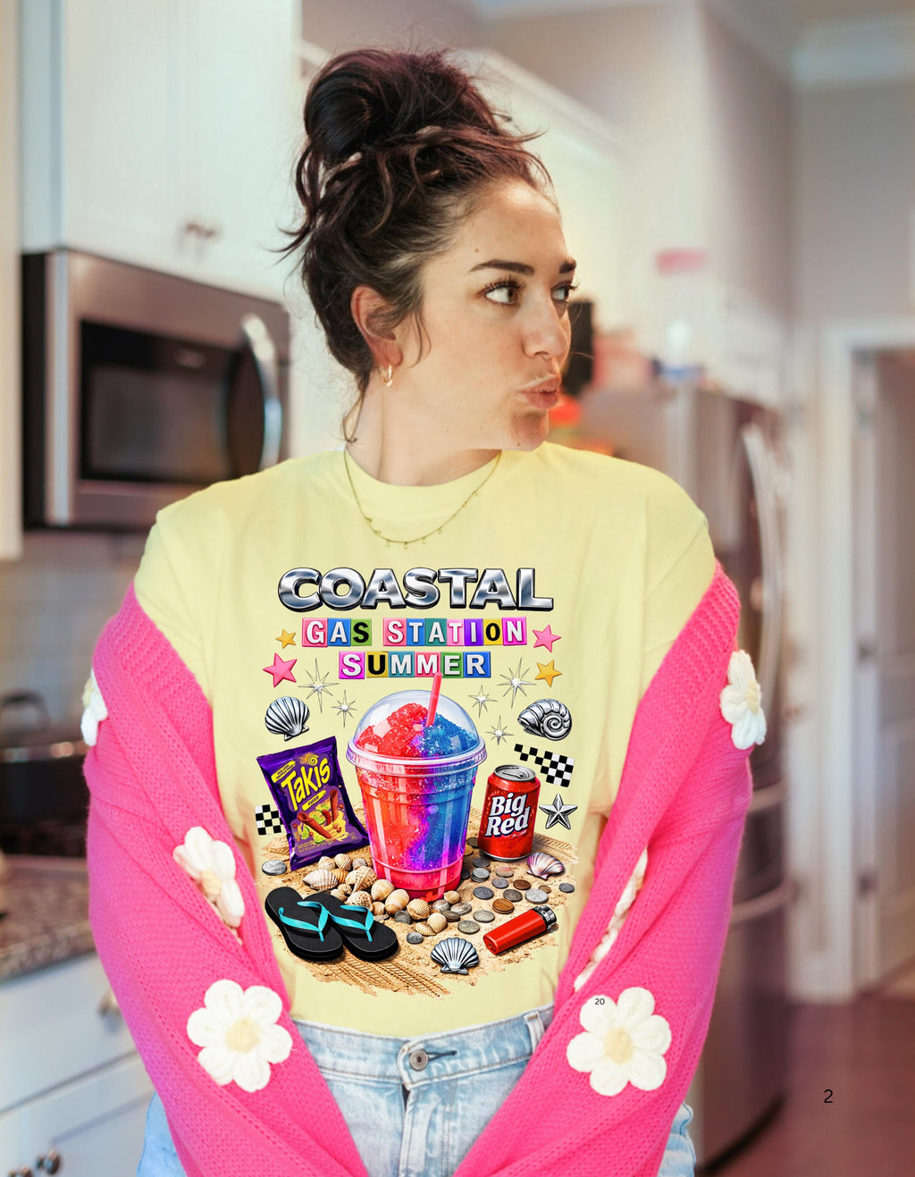 Coastal Gas Station Summer T-shirt | Slushie, Snacks, Seashells, Beach Vibes