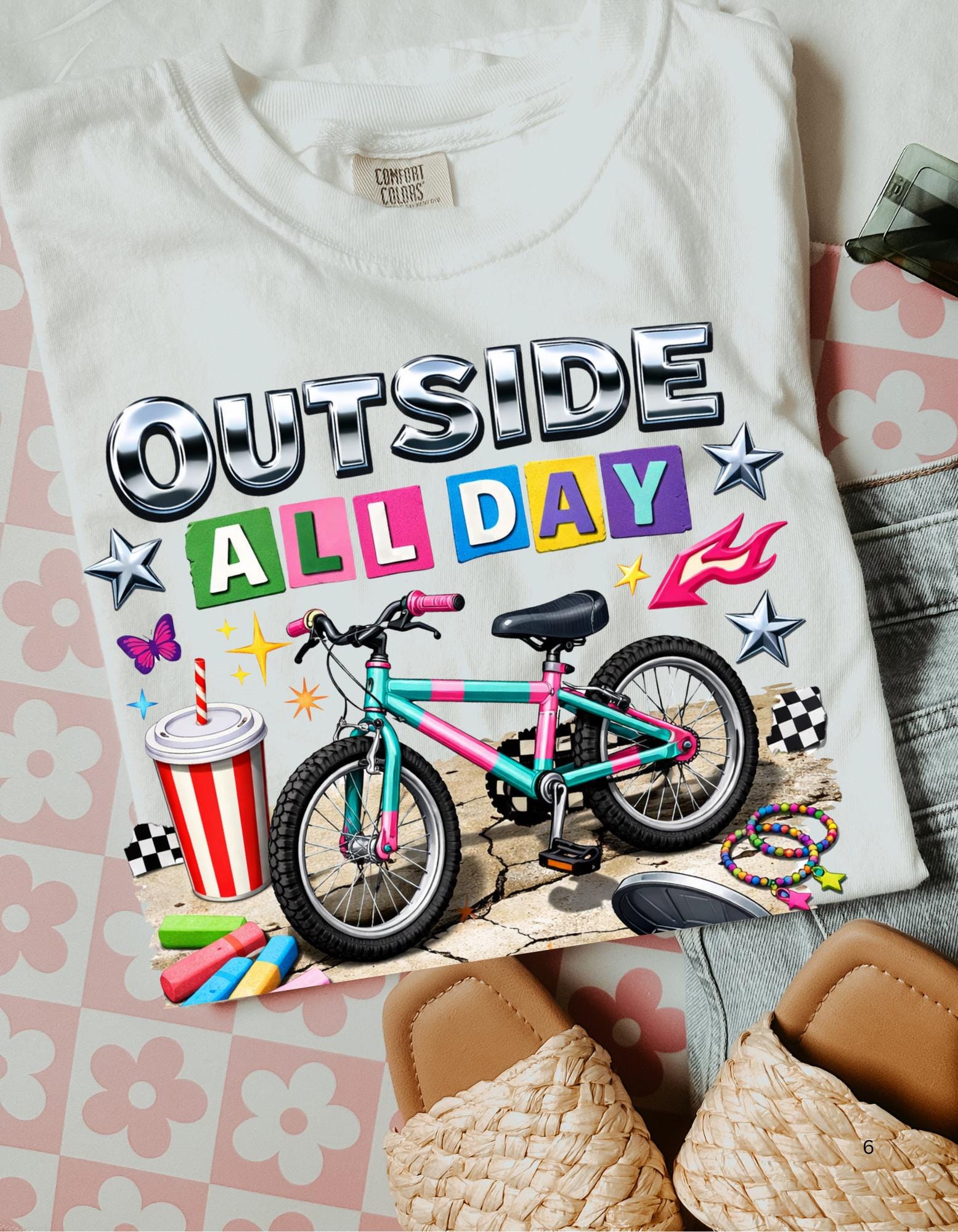 90s kid Outside All Day T-shirt | Bike Skateboard Summer Outdoor Kids Graphic