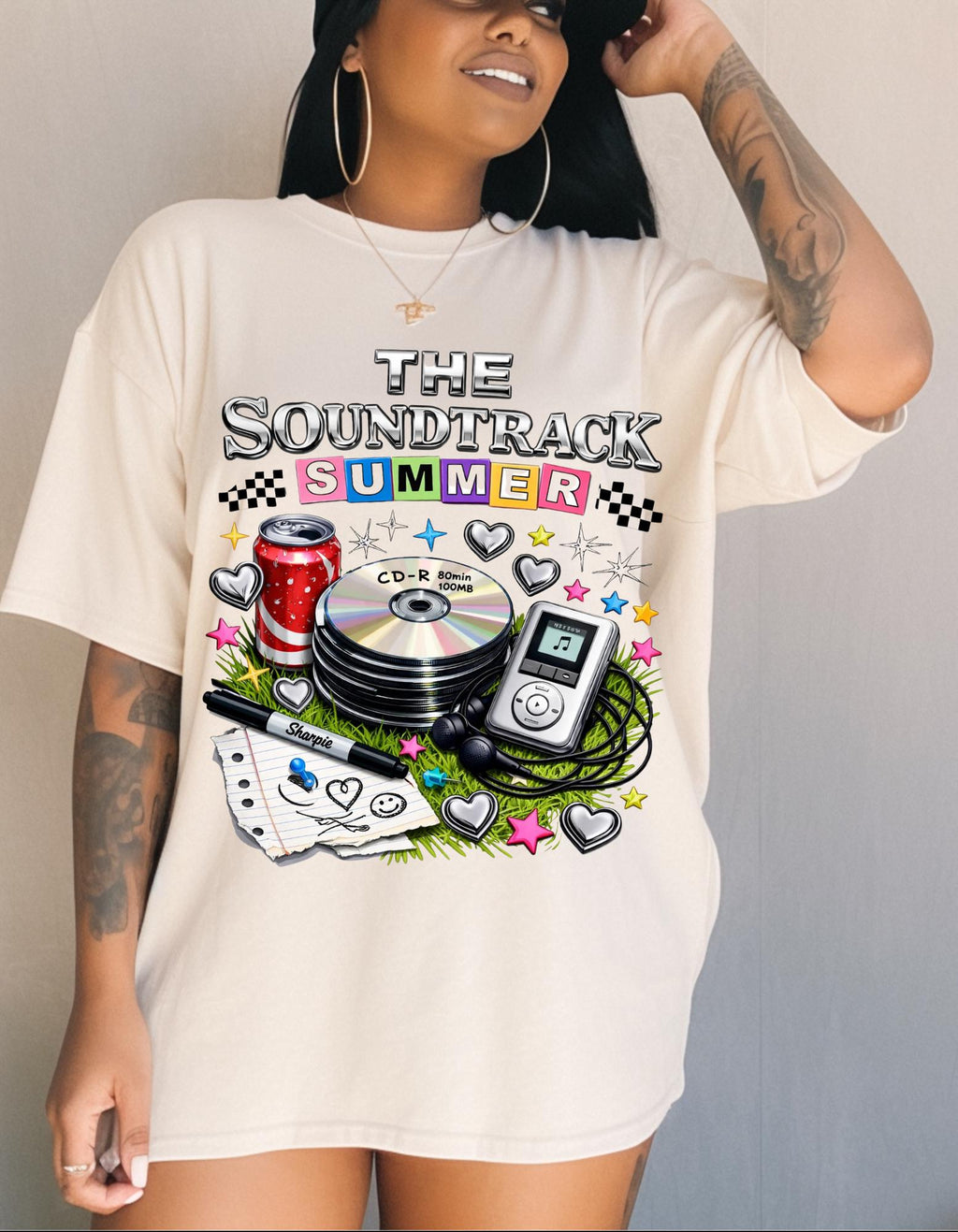 The Soundtrack Summer T-shirt | Retro Vinyl Turntable Music Design