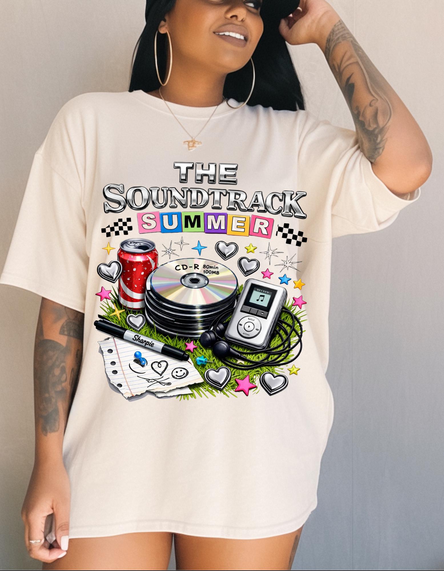 The Soundtrack Summer T-shirt | Retro Vinyl Turntable Music Design