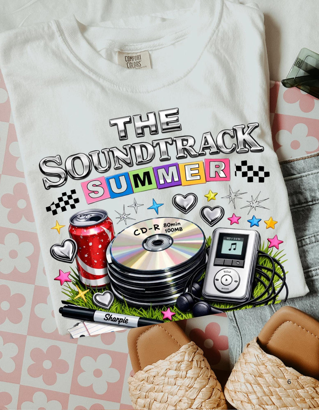 The Soundtrack Summer T-shirt | Retro Vinyl Turntable Music Design
