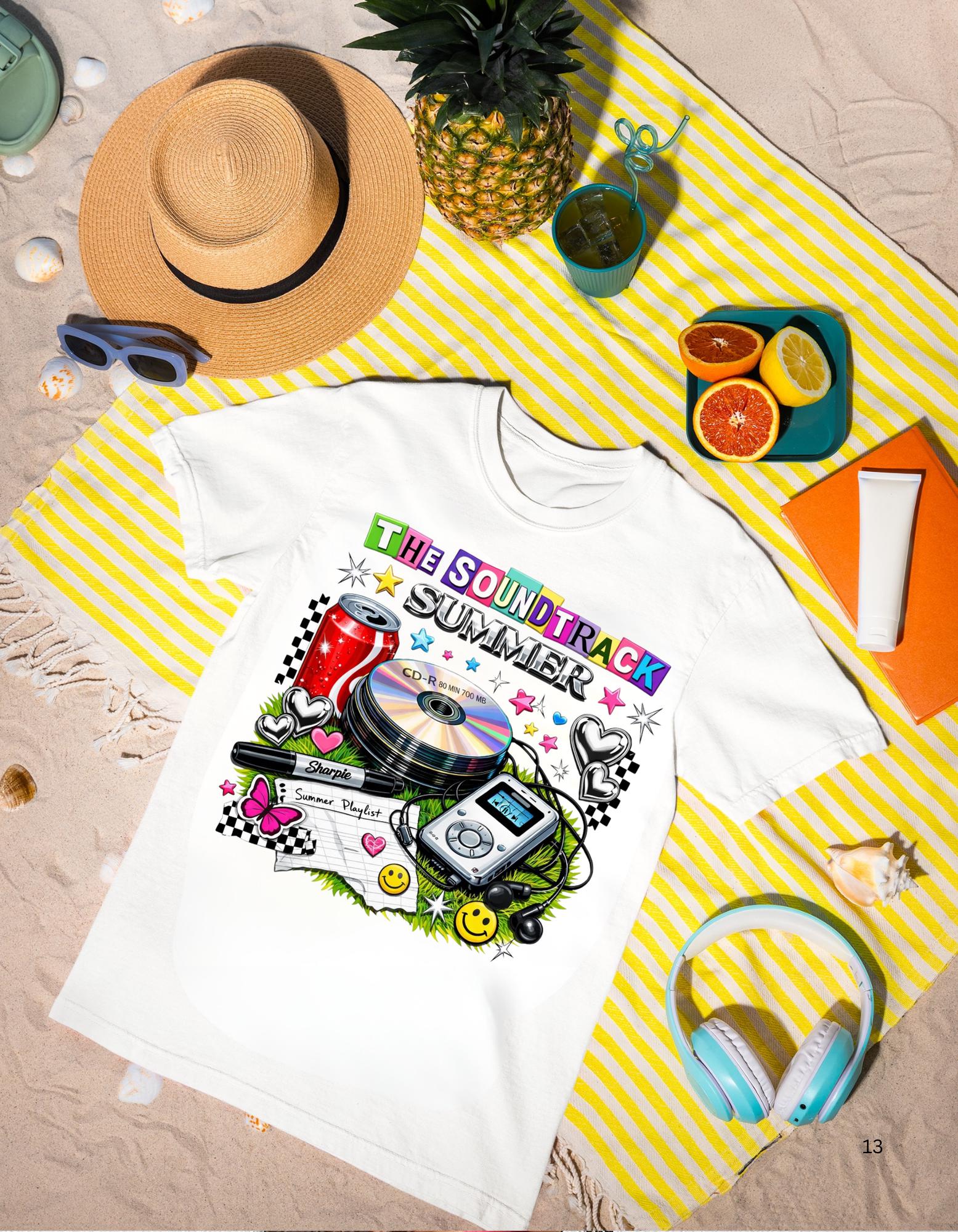 The Soundtrack Summer T-shirt | Retro Vinyl Turntable Music Design