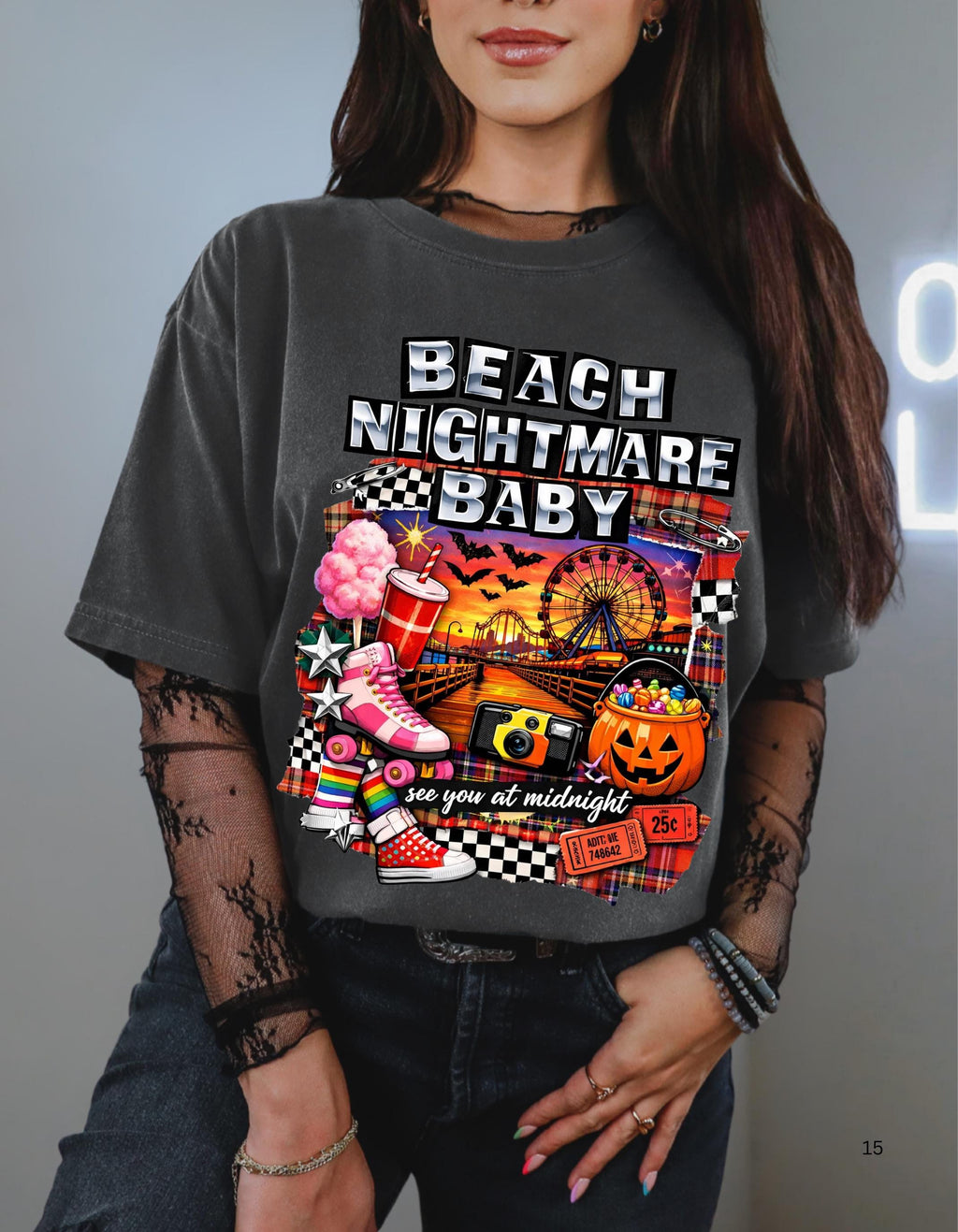 Beach Nightmare Baby T-shirt | Retro Halloween Pumpkin Carnival Graphic Tee