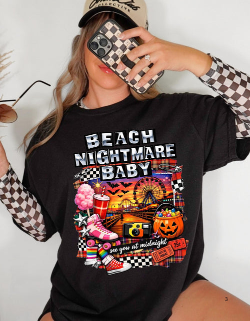 Beach Nightmare Baby T-shirt | Retro Halloween Pumpkin Carnival Graphic Tee