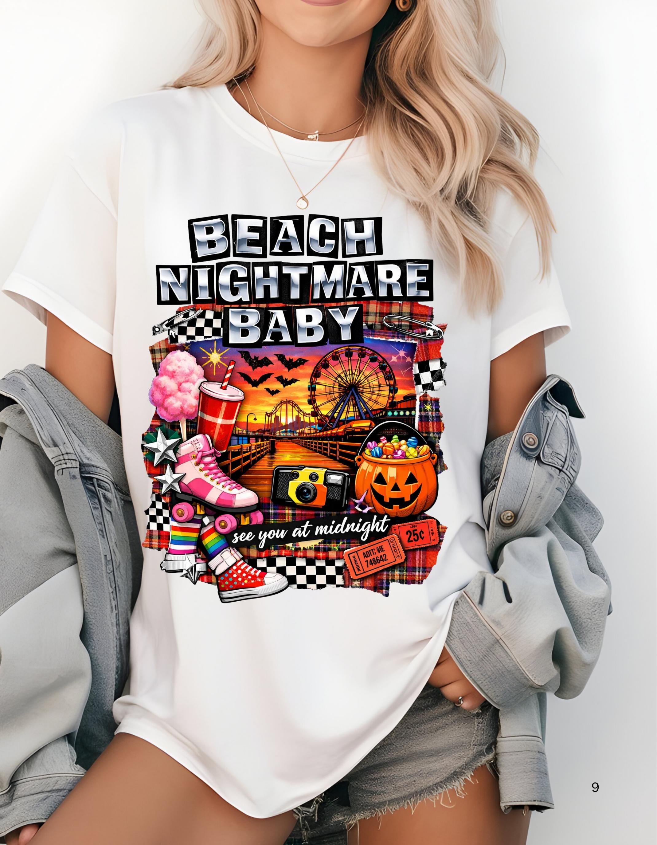 Beach Nightmare Baby T-shirt | Retro Halloween Pumpkin Carnival Graphic Tee
