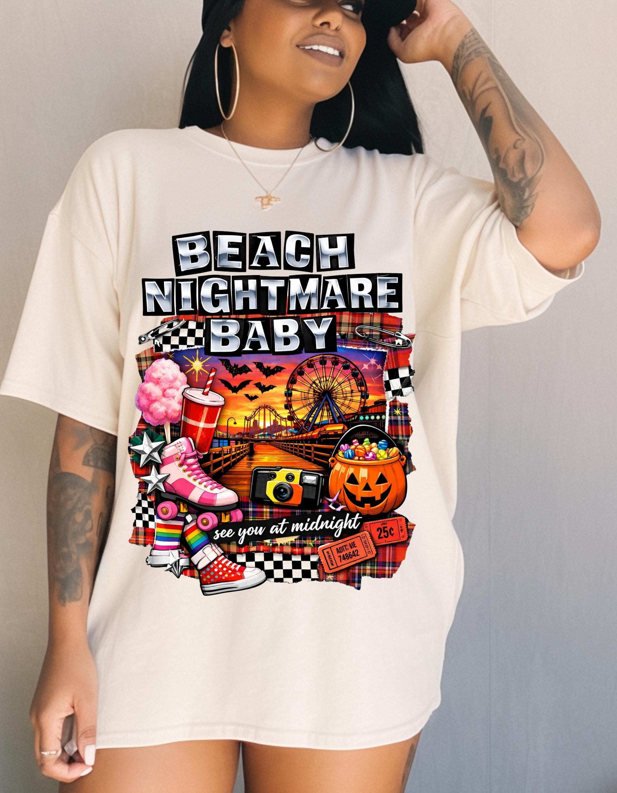 Beach Nightmare Baby T-shirt | Retro Halloween Pumpkin Carnival Graphic Tee