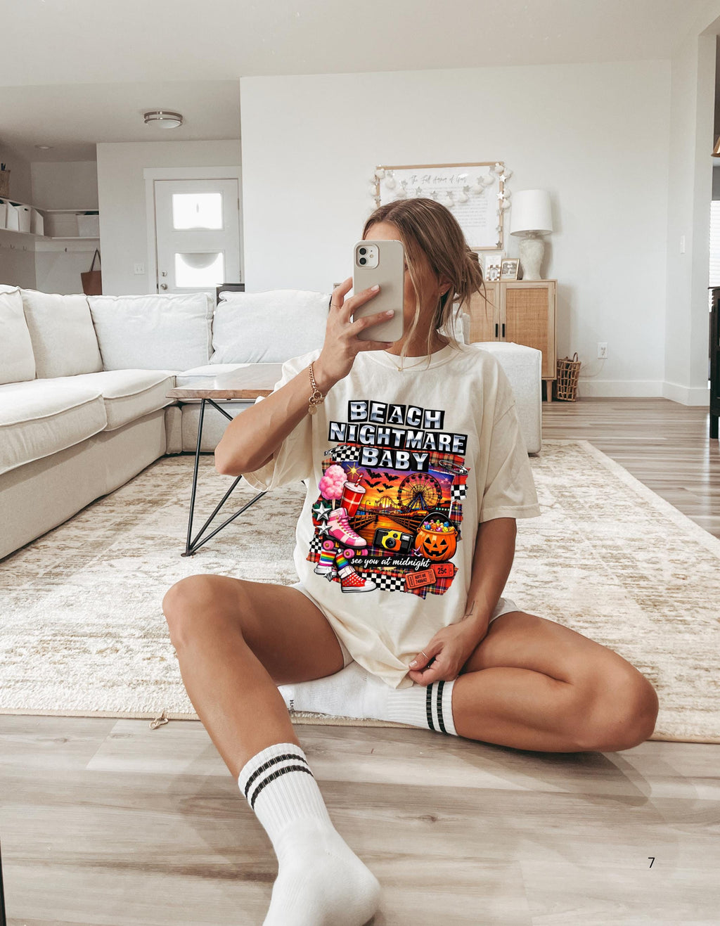 Beach Nightmare Baby T-shirt | Retro Halloween Pumpkin Carnival Graphic Tee