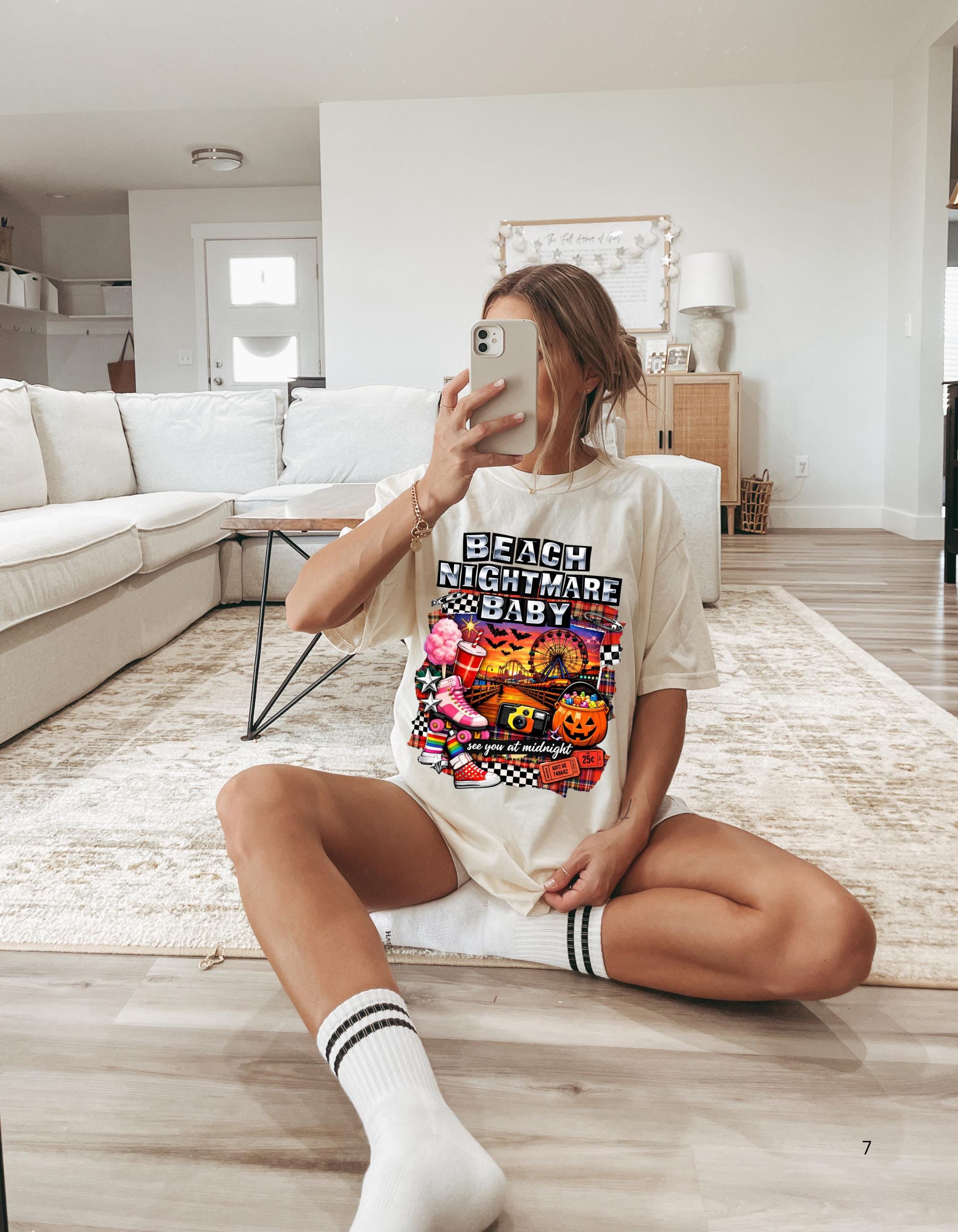 Beach Nightmare Baby T-shirt | Retro Halloween Pumpkin Carnival Graphic Tee