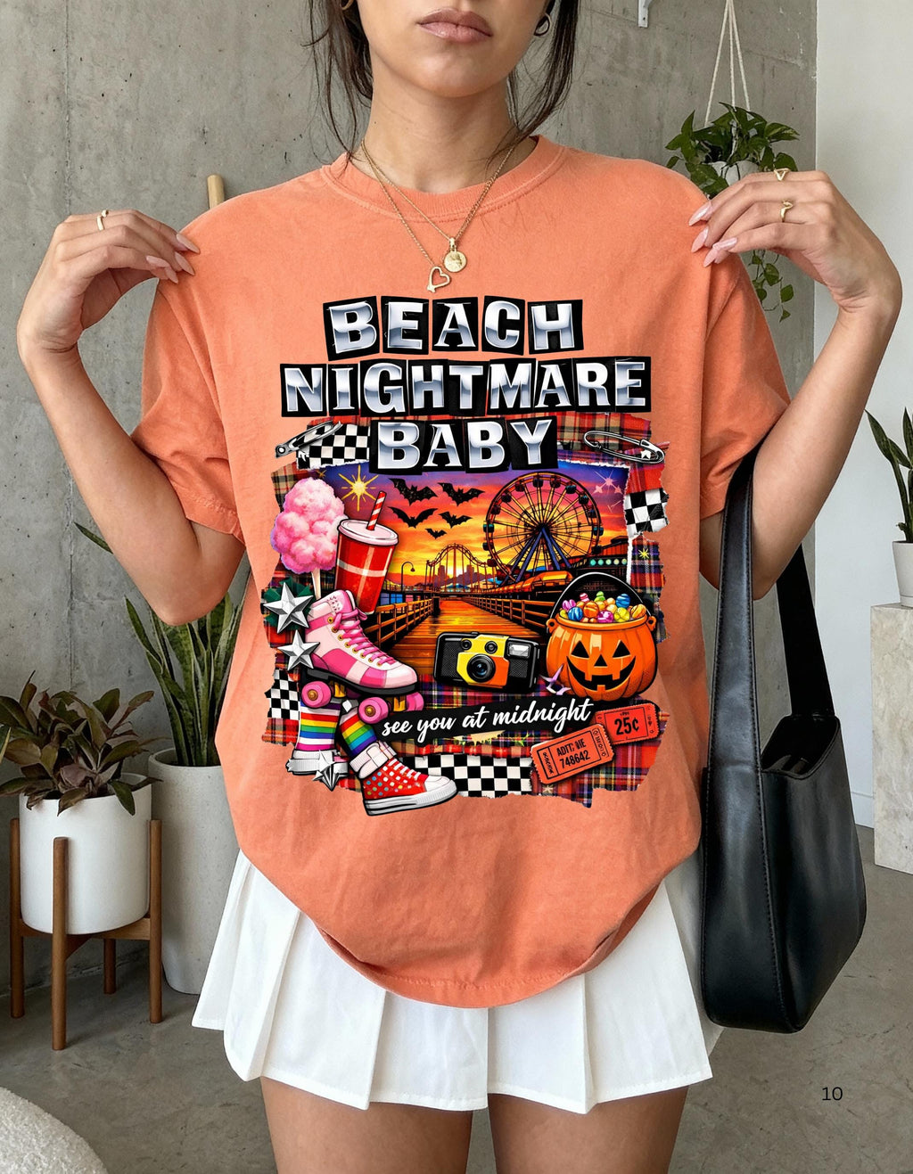 Beach Nightmare Baby T-shirt | Retro Halloween Pumpkin Carnival Graphic Tee