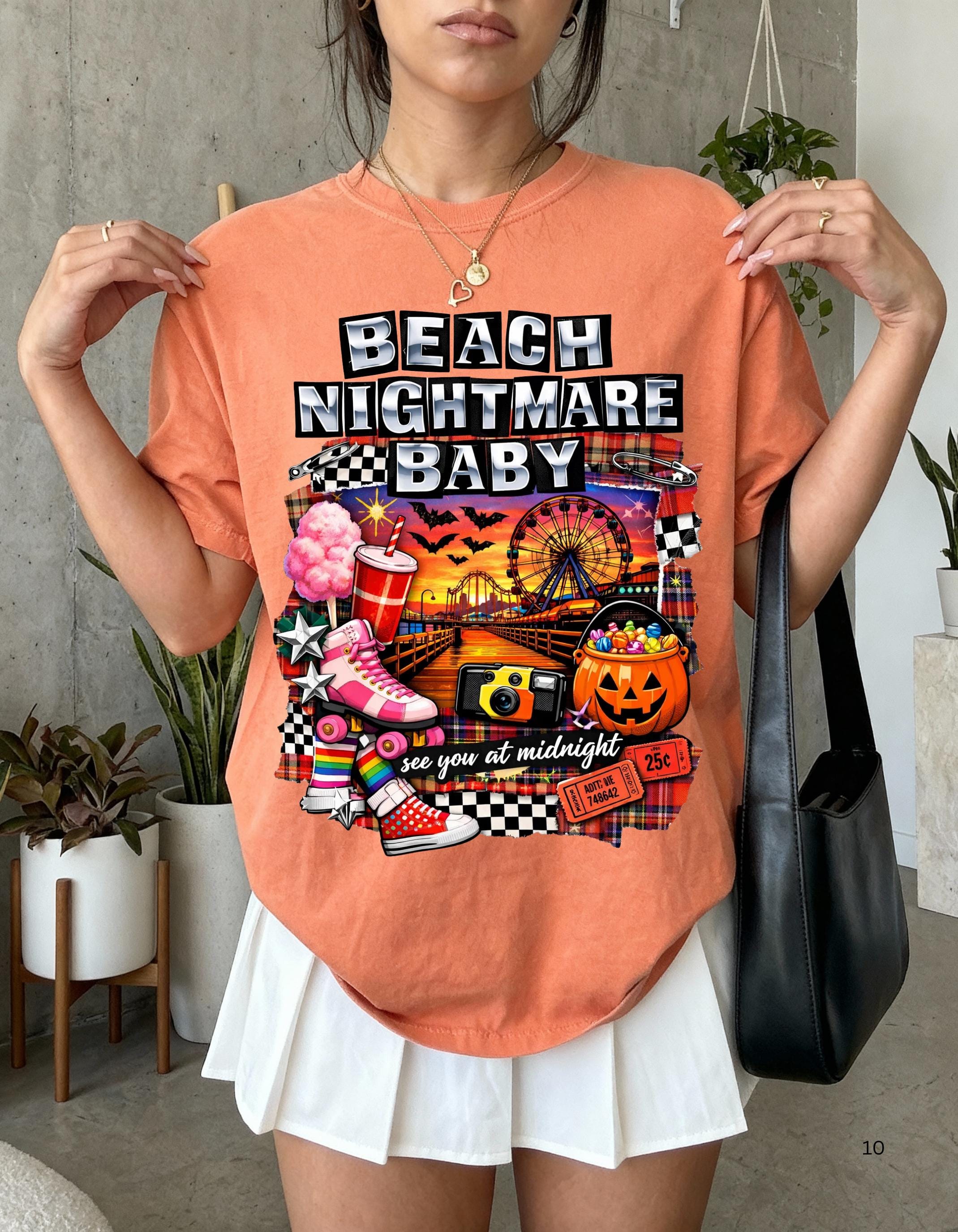 Beach Nightmare Baby T-shirt | Retro Halloween Pumpkin Carnival Graphic Tee