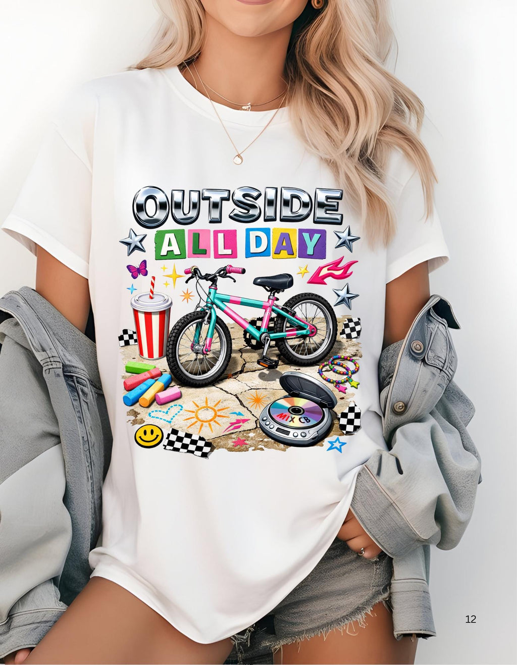 90s Kid Outside All Day T-Shirt | Bike Skateboard Summer Outdoor Children Graphic Tee