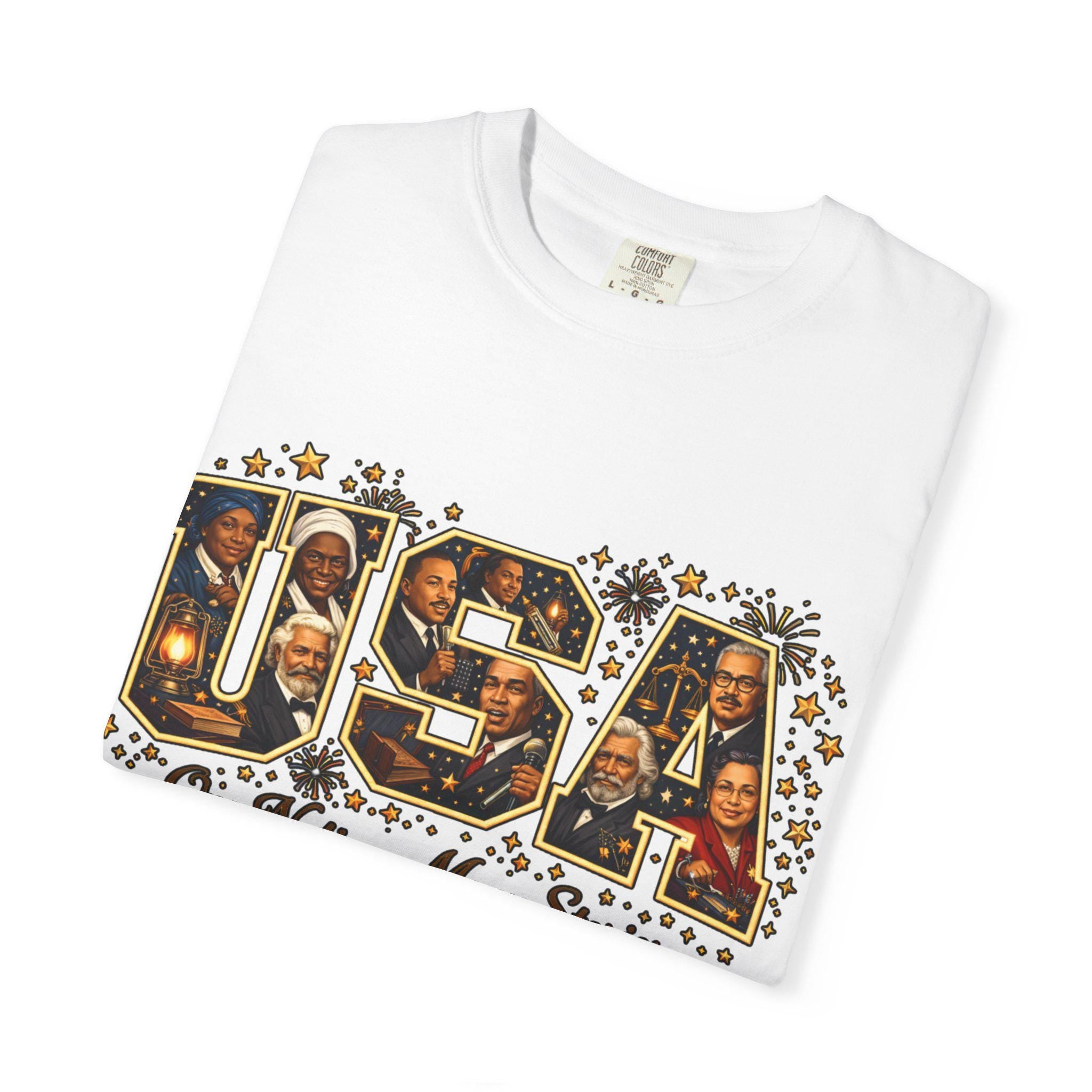 USA Letters Collage T-Shirt | Vintage Photo Patriotic Design Retro American Graphic Tee Gift