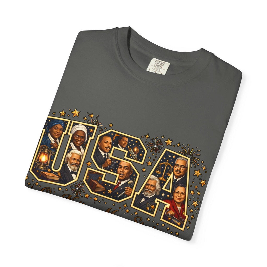 USA Letters Collage T-Shirt | Vintage Photo Patriotic Design Retro American Graphic Tee Gift