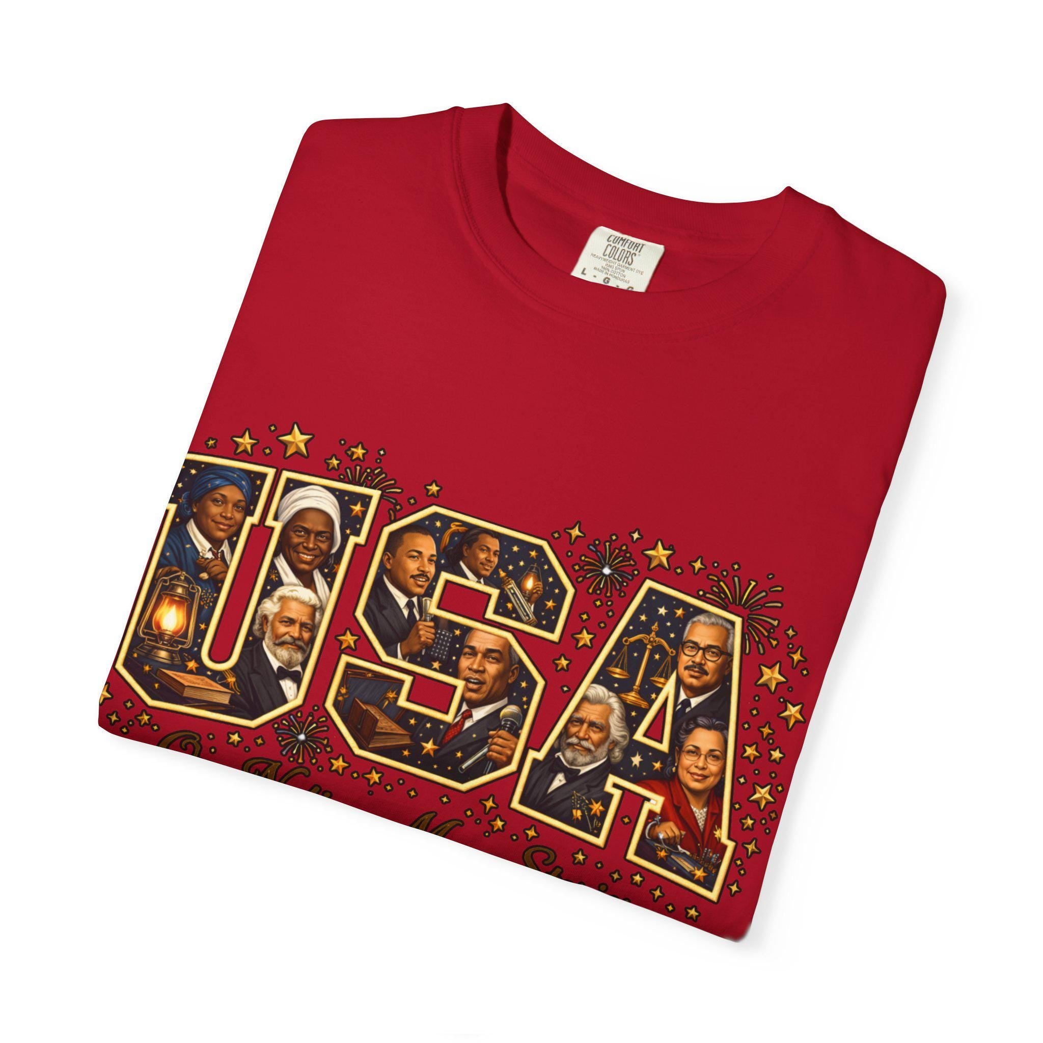 USA Letters Collage T-Shirt | Vintage Photo Patriotic Design Retro American Graphic Tee Gift