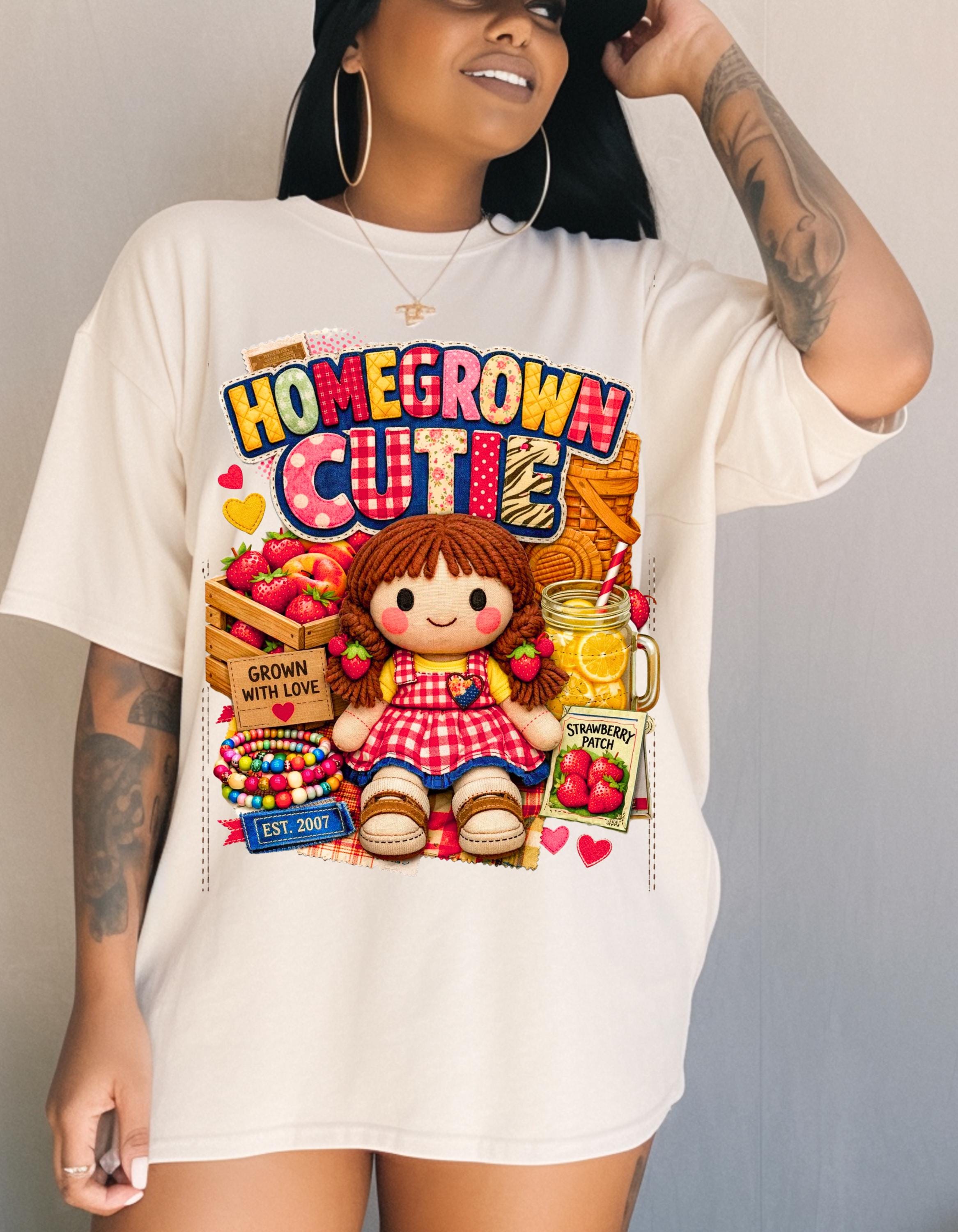 Homegrown Cutie T-Shirt: Vintage Farm Produce Graphic Tee, Garden Lover Apparel