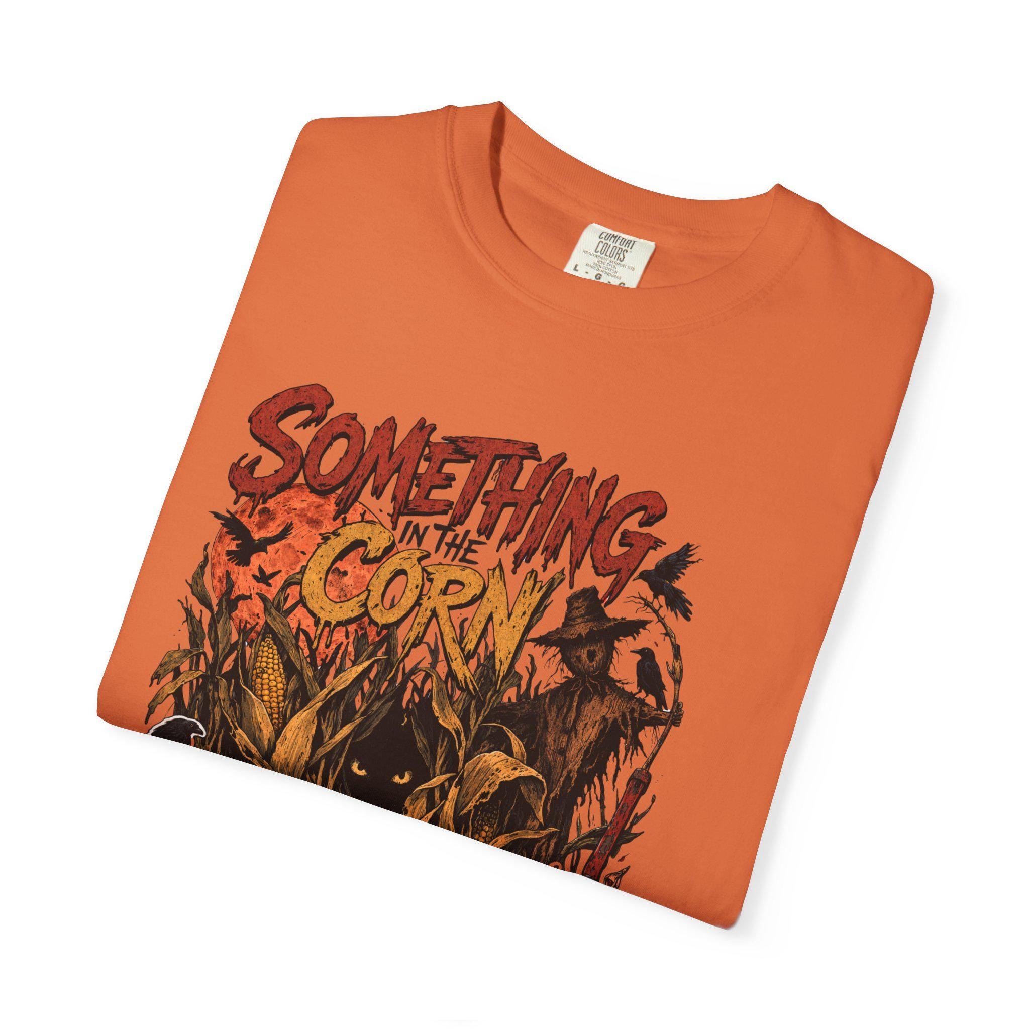 Something in the Corn T-shirt | Scarecrow Horror Movie Poster Design