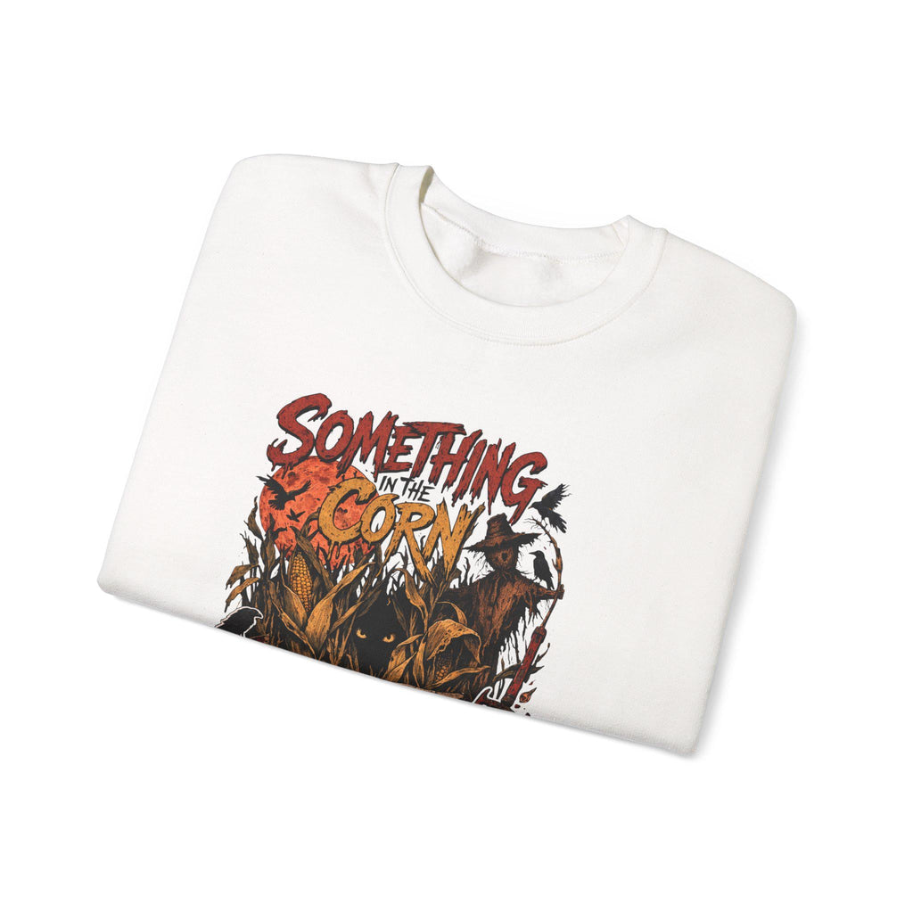 Something in the Corn creepy scarecrow crewneck sweatshirt | Halloween cornfield horror design