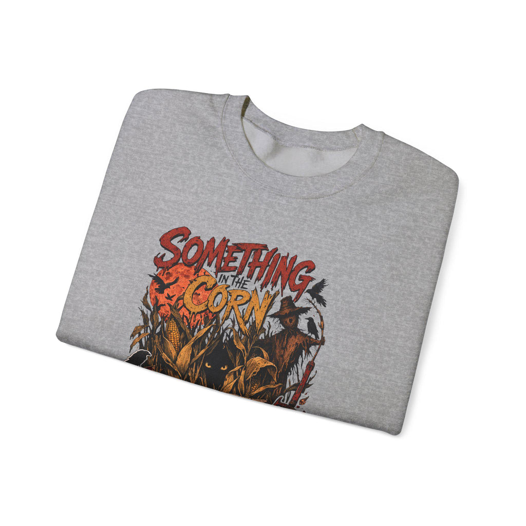 Something in the Corn creepy scarecrow crewneck sweatshirt | Halloween cornfield horror design