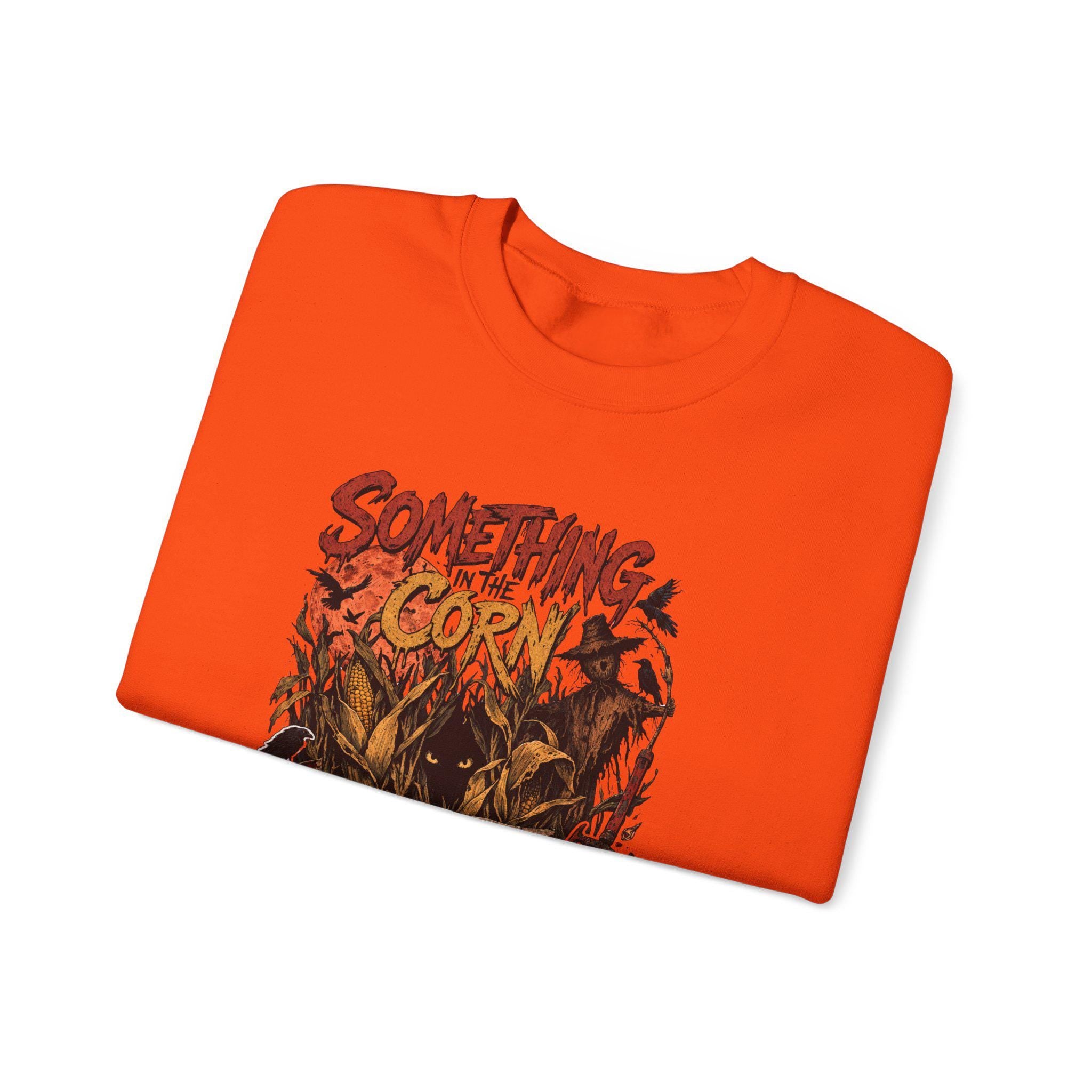 Something in the Corn creepy scarecrow crewneck sweatshirt | Halloween cornfield horror design