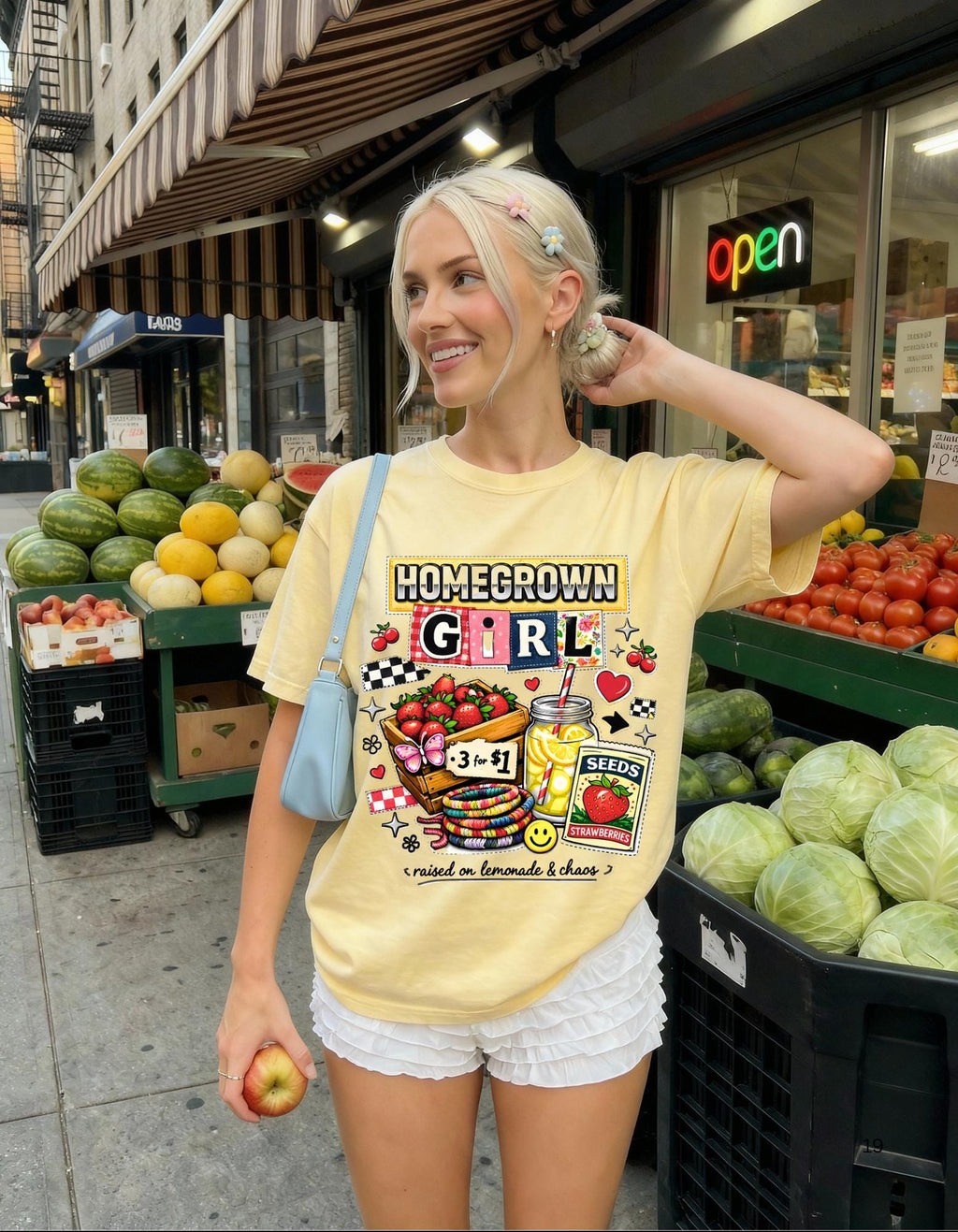 Homegrown Girl Garden Market Graphic Tee | Vintage Dyed Cotton Shirt