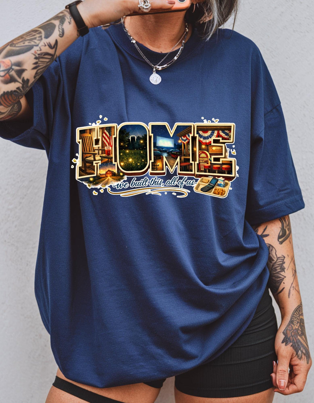 Vintage Travel Postcard Collage T-Shirt | Home Town USA Retro Lettering Unisex Tee Gift