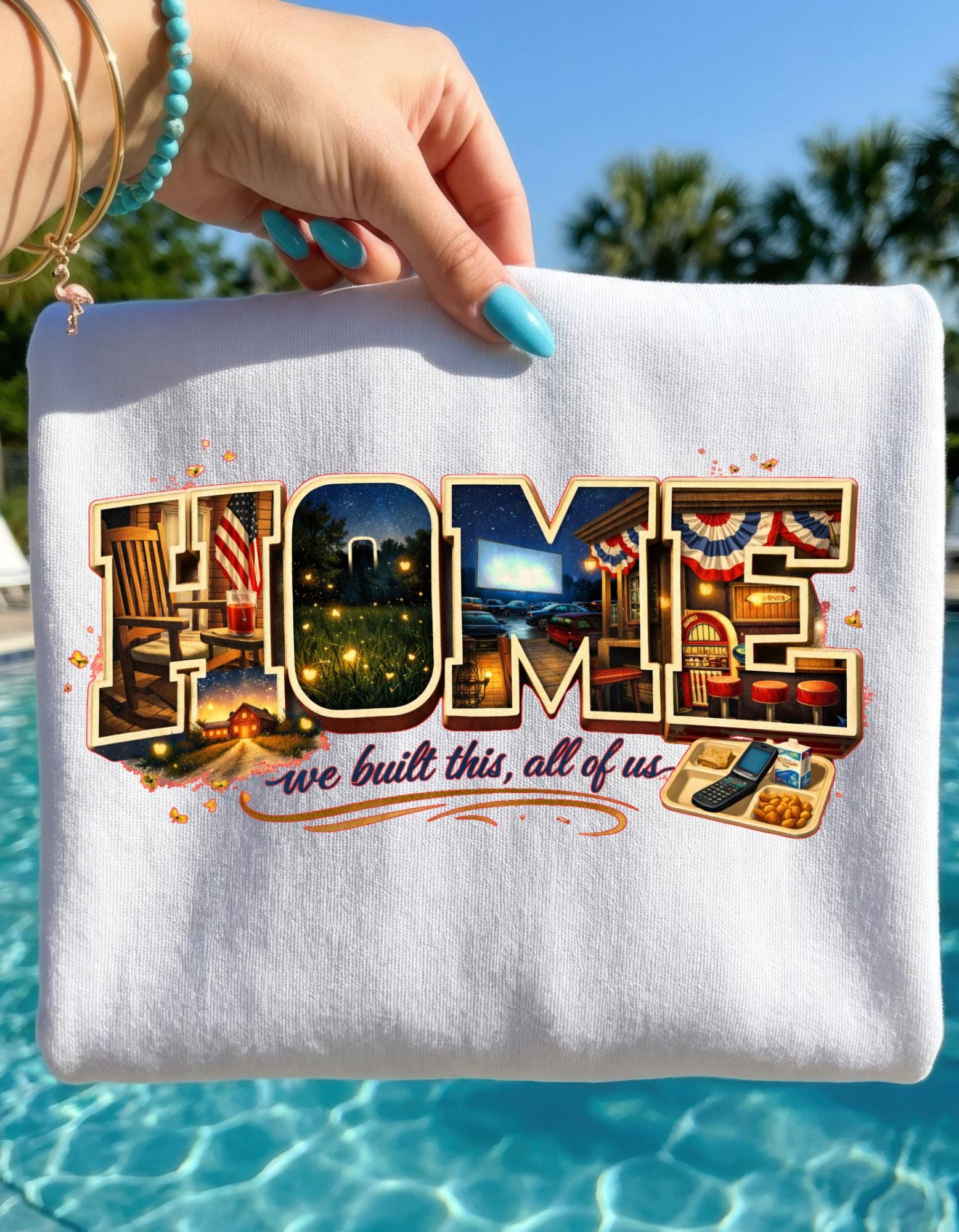 Vintage Travel Postcard Collage T-Shirt | Home Town USA Retro Lettering Unisex Tee Gift