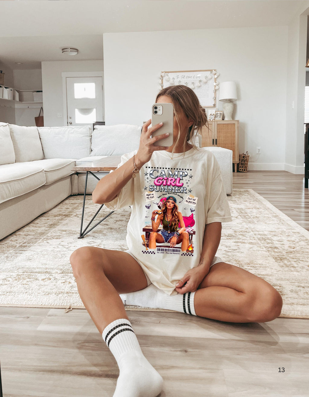 Camp Girl Summer T-Shirt | Retro Camper Graphic Tee Vintage Festival Top