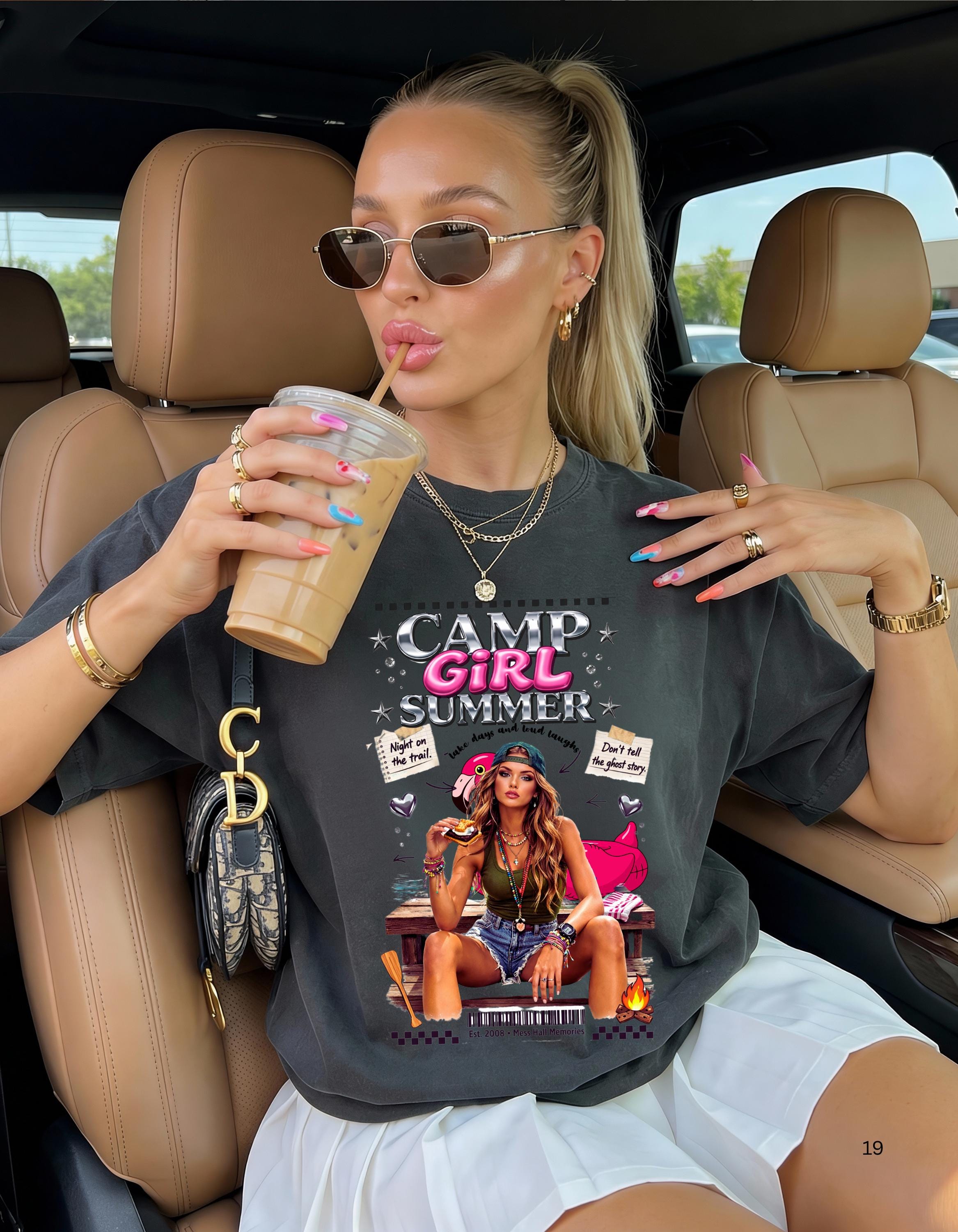Camp Girl Summer T-Shirt | Retro Camper Graphic Tee Vintage Festival Top