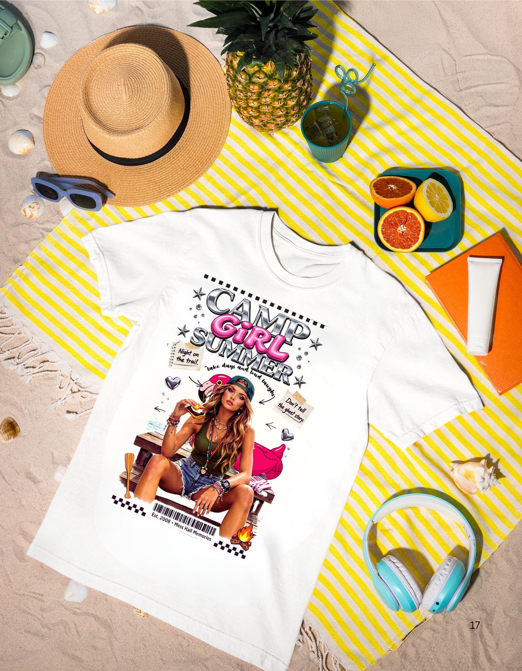 Camp Girl Summer T-Shirt | Retro Camper Graphic Tee Vintage Festival Top