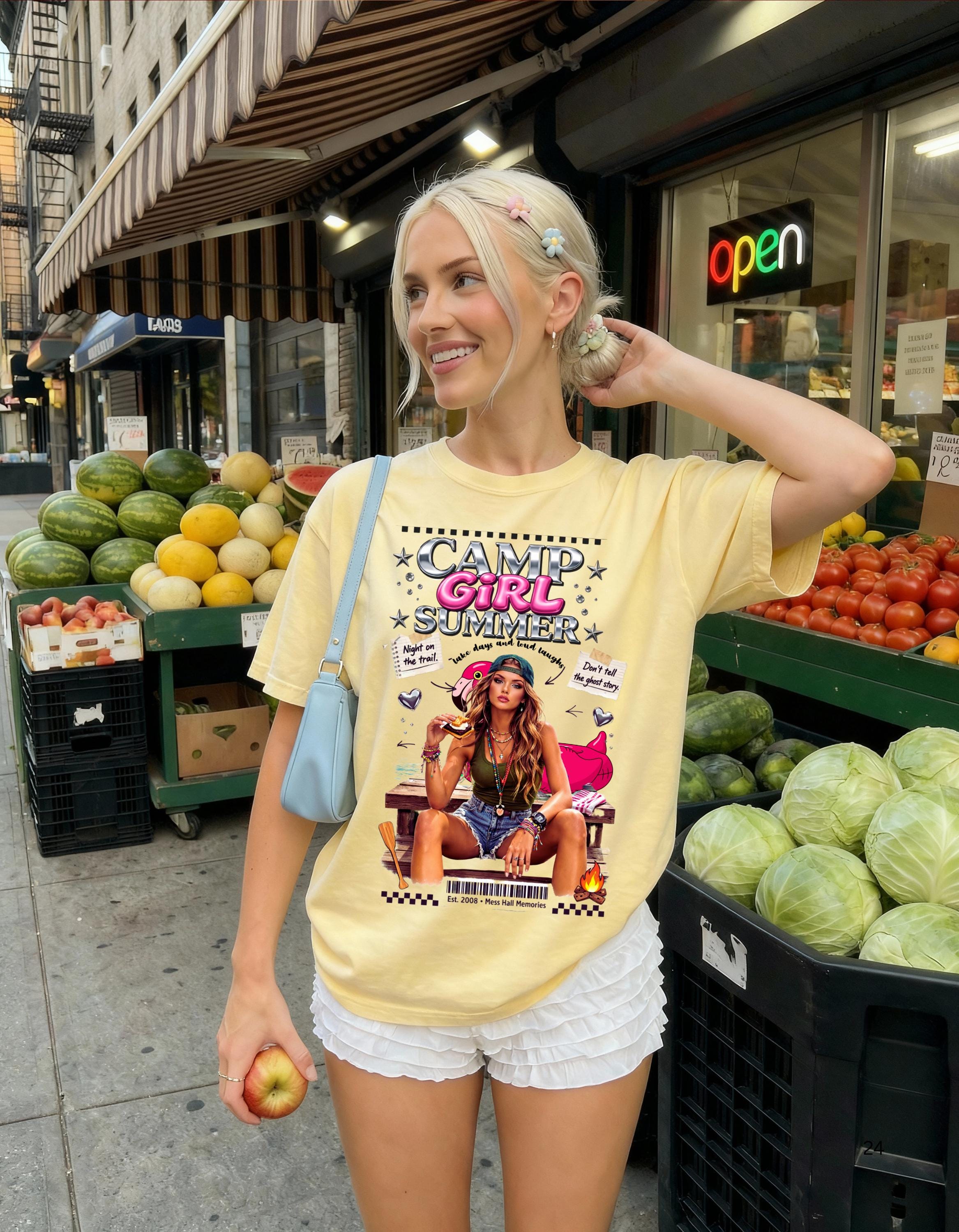 Camp Girl Summer T-Shirt | Retro Camper Graphic Tee Vintage Festival Top