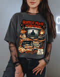 Horror Movie Marathon T-Shirt | Retro TV Popcorn Halloween Vintage Spooky Film Buff Gift Tee