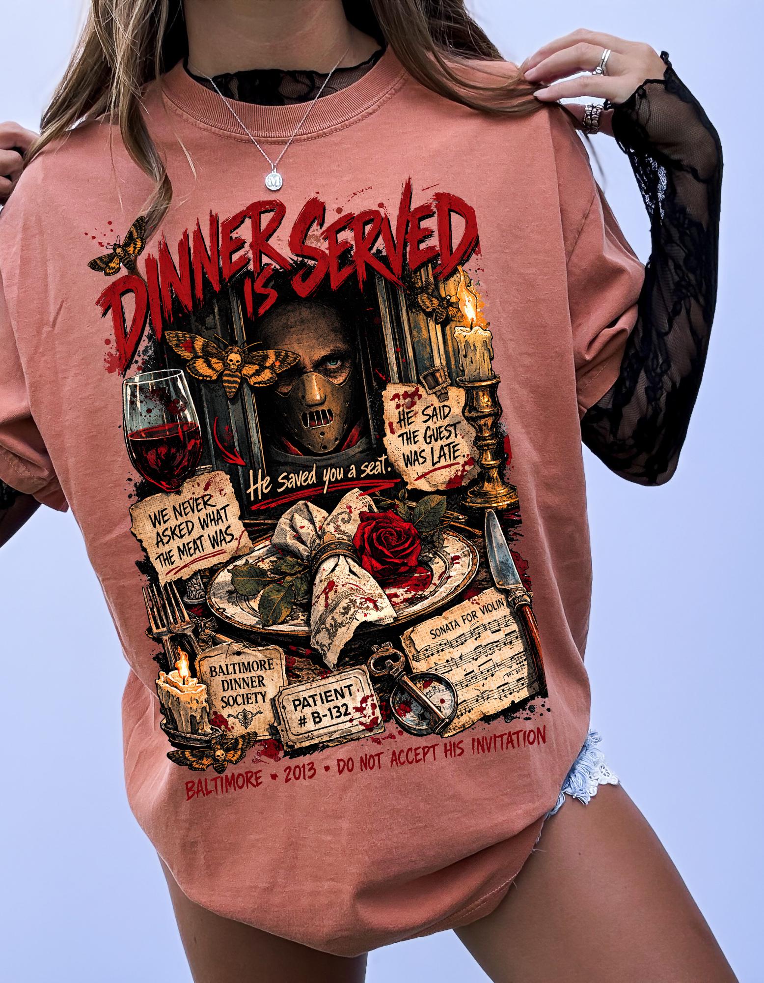 Dawnerscored Horror Scene T-Shirt Vintage Grunge Graphic Tee Unisex Cotton Casual Wear
