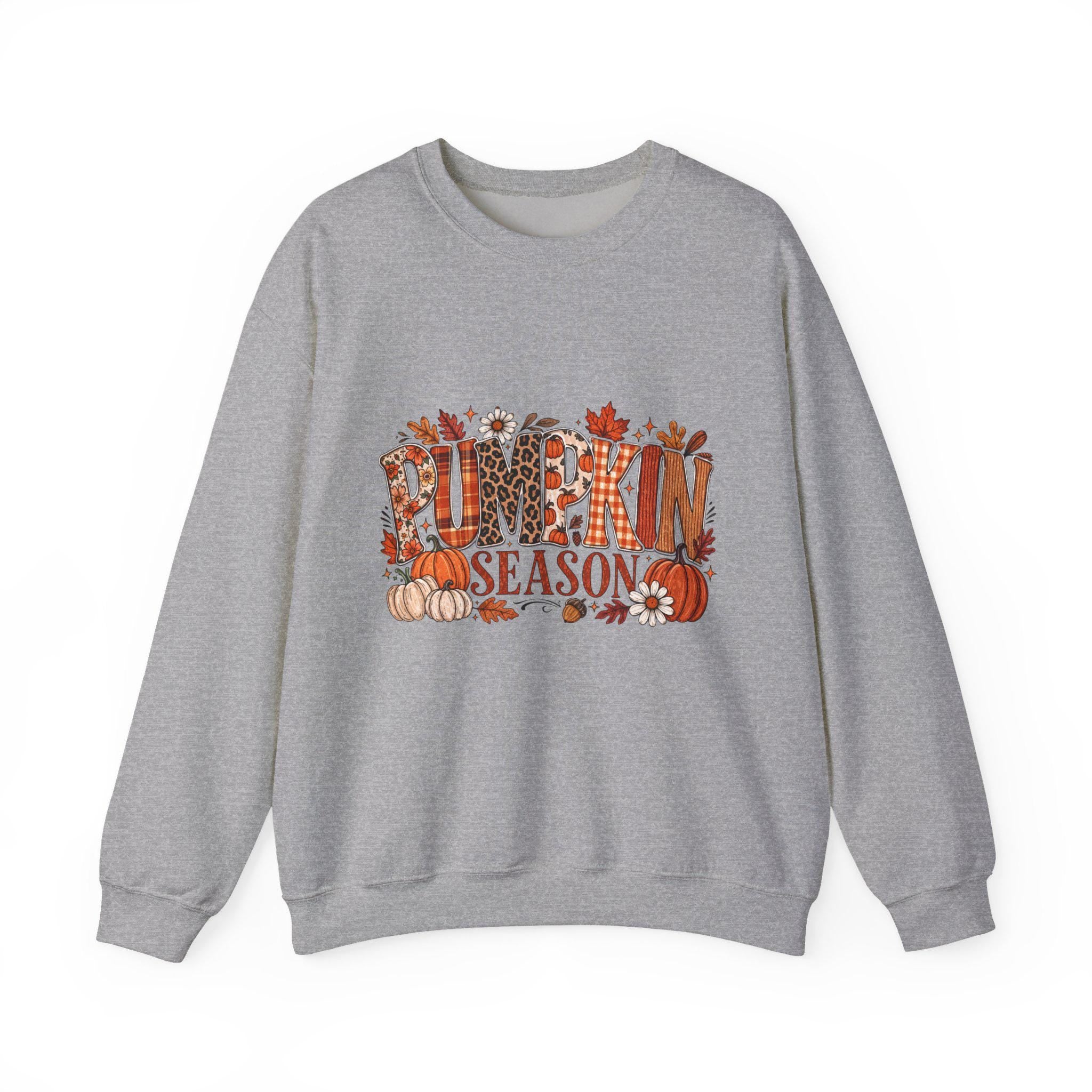 Pumpkin Season Sweatshirt Fall Autumn Leaves Harvest Thanksgiving Cozy Crewneck Sweater Gift