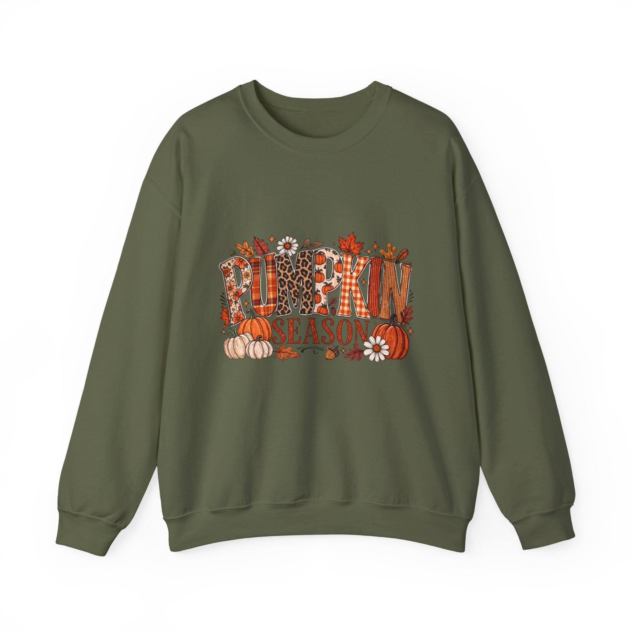 Pumpkin Season Sweatshirt Fall Autumn Leaves Harvest Thanksgiving Cozy Crewneck Sweater Gift