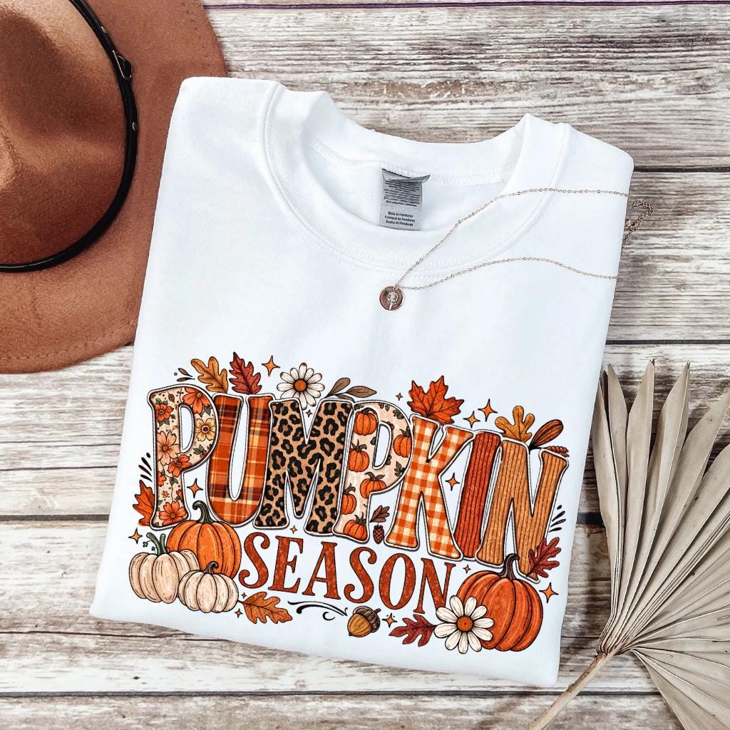 Pumpkin Season Sweatshirt Fall Autumn Leaves Harvest Thanksgiving Cozy Crewneck Sweater Gift